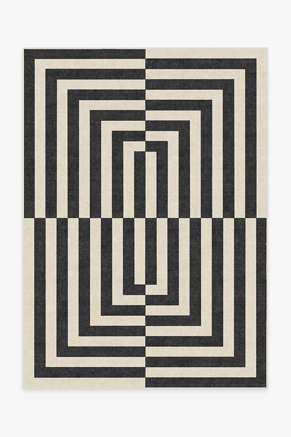 Op Art Charcoal Flatwoven Rug by Jonathan Adler