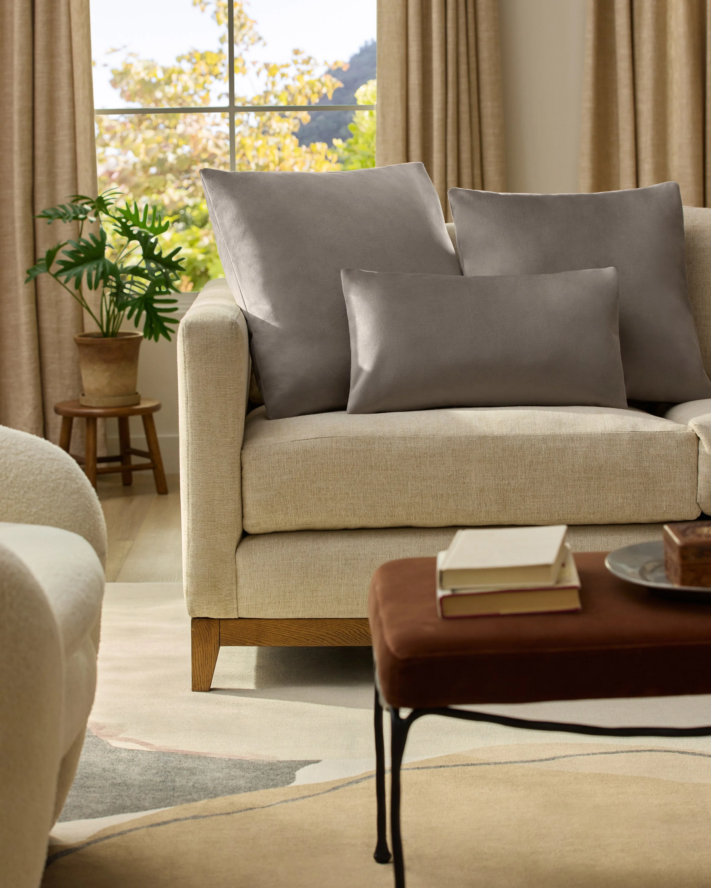 Grey Velvet Throw Pillow
