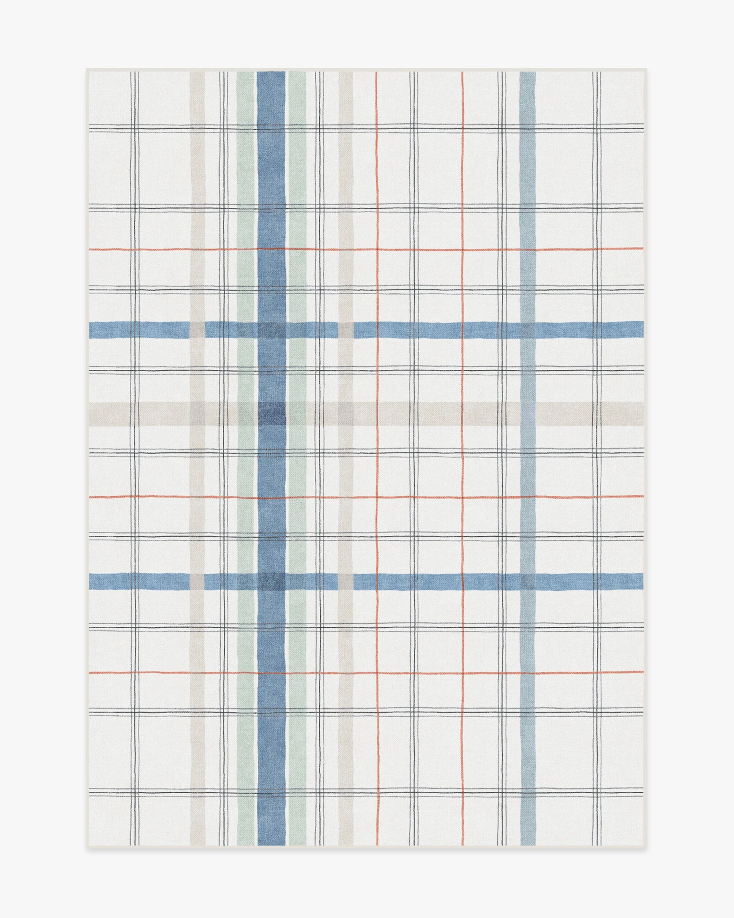 Irene Plaid Ivory & Blue Multicolor Rug