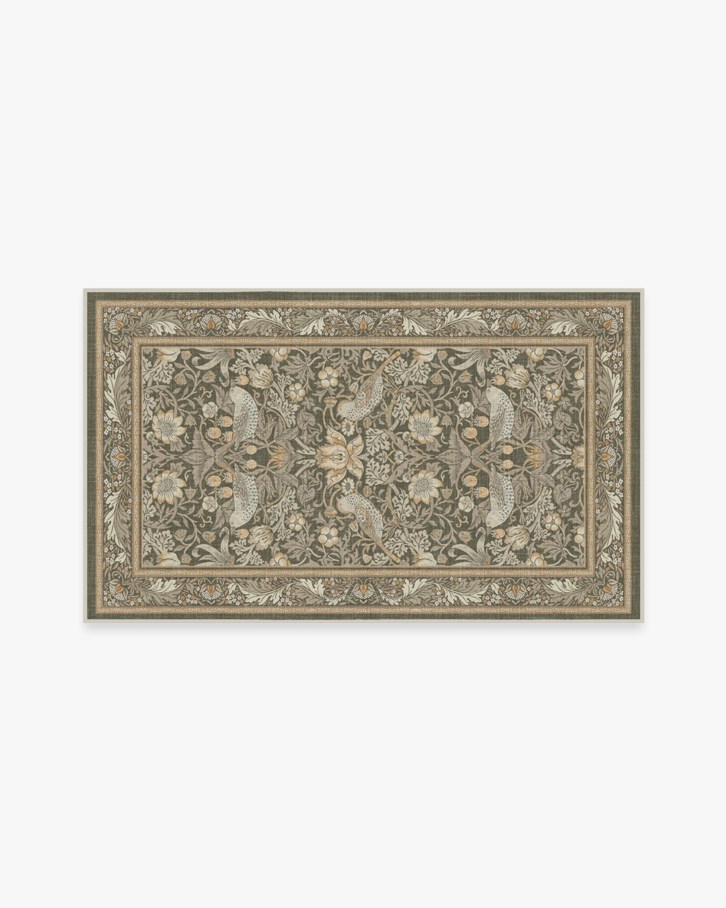 Strawberry Thief Stone Gold Flatwoven Rug by Morris & Co.