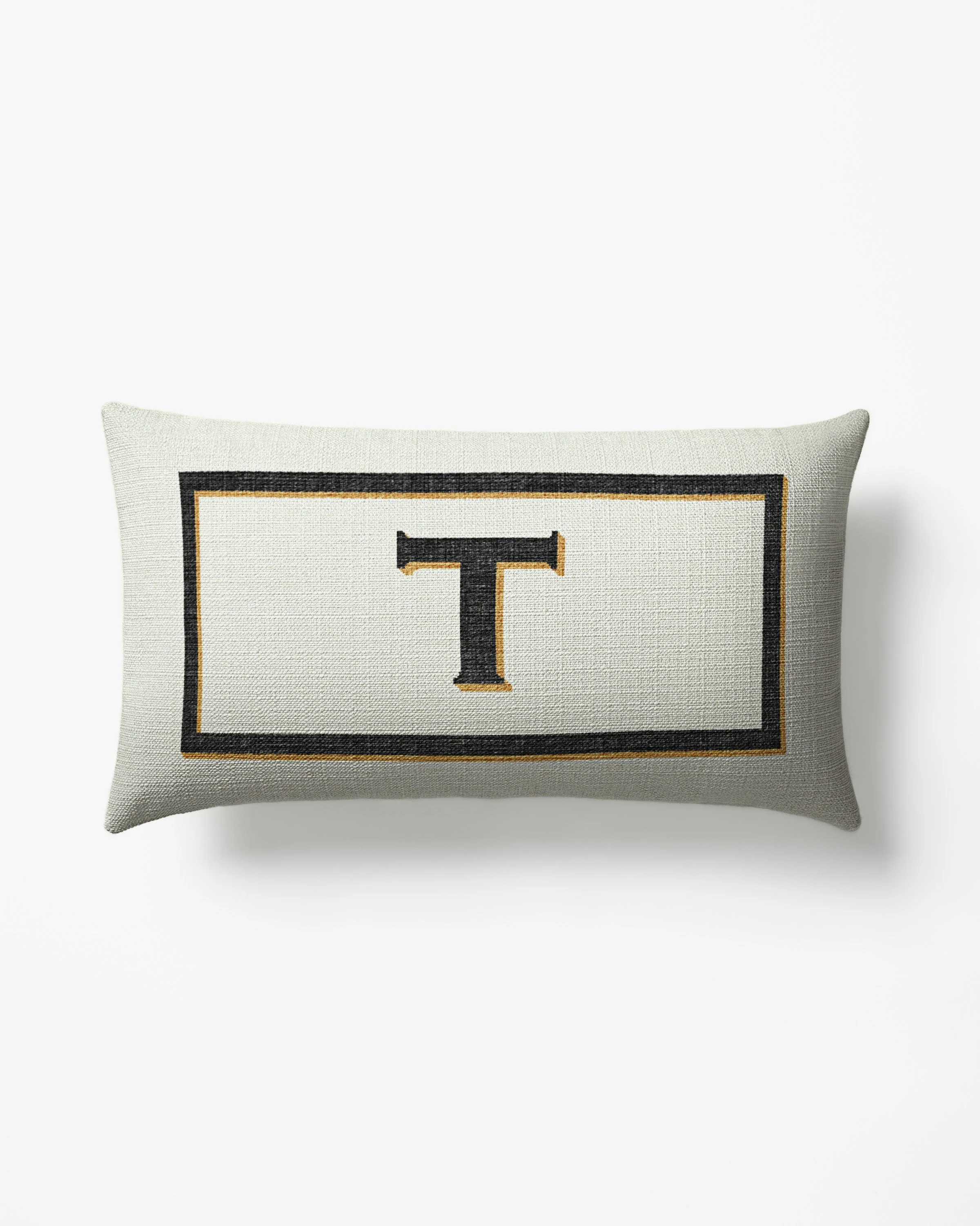 Classic Monogram Ivory Woven Throw Pillow, 12x21 by Jonathan Adler