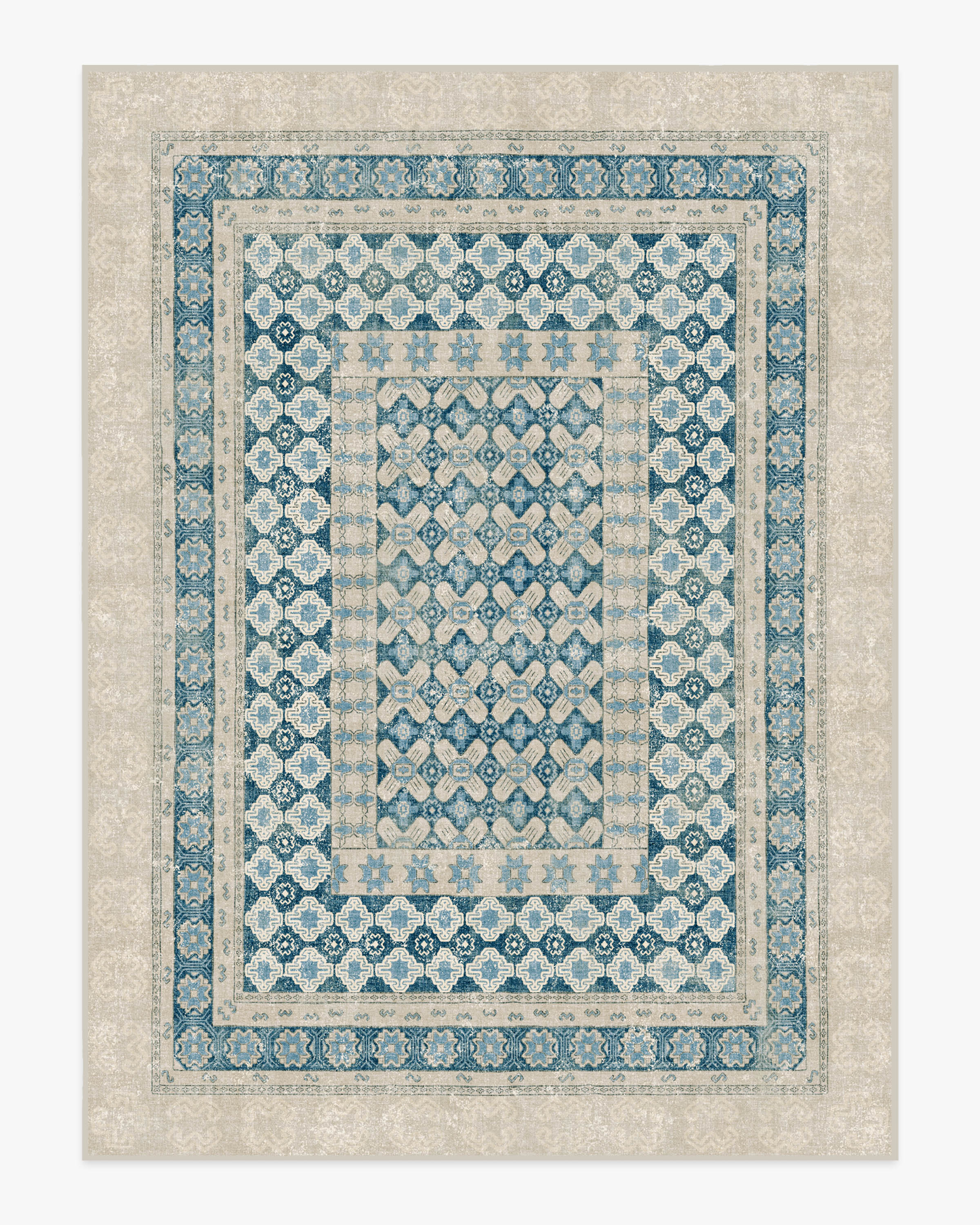 Cyrus Neutral & Blue Flatwoven Rug