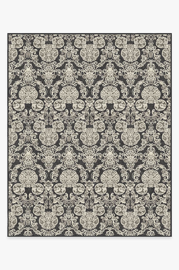 Mickey Damask Charcoal Flatwoven Rug