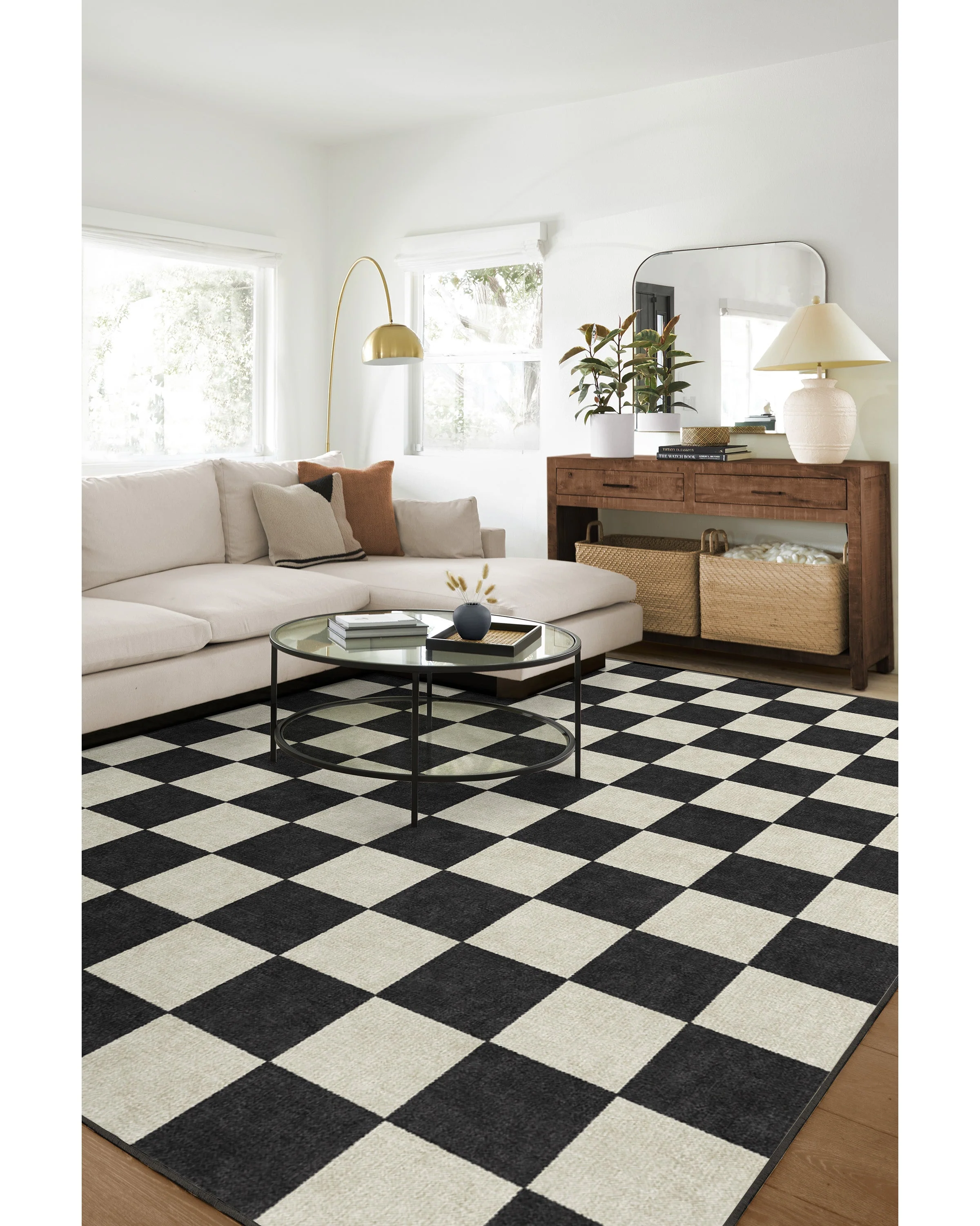 Jaque Checkered Black Flatwoven Rug