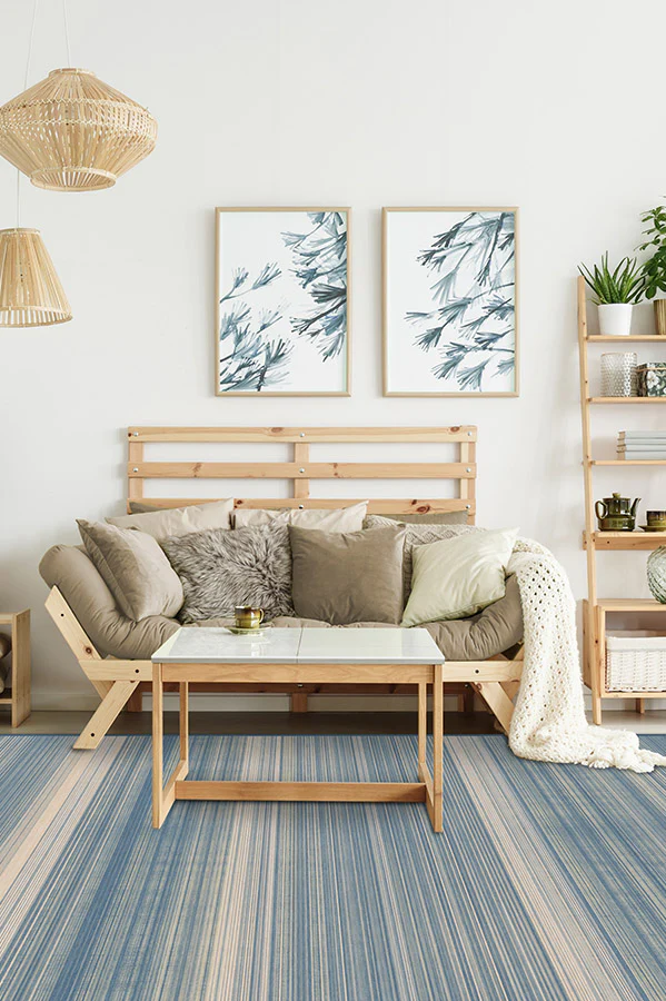 Coastal Linear Stripe Slate Flatwoven Rug