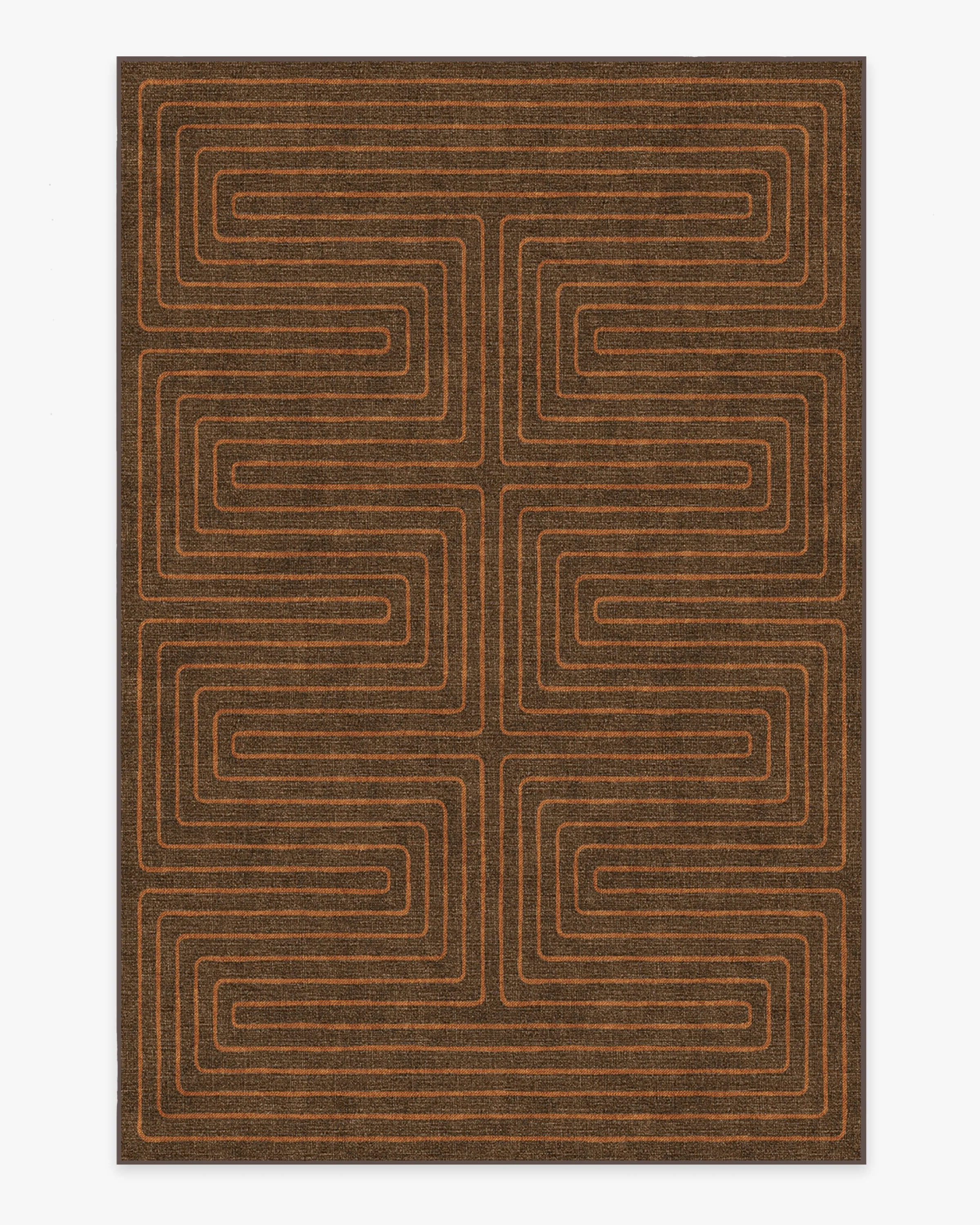 Labyrinth Brown & Orange Flatwoven Rug by Jonathan Adler