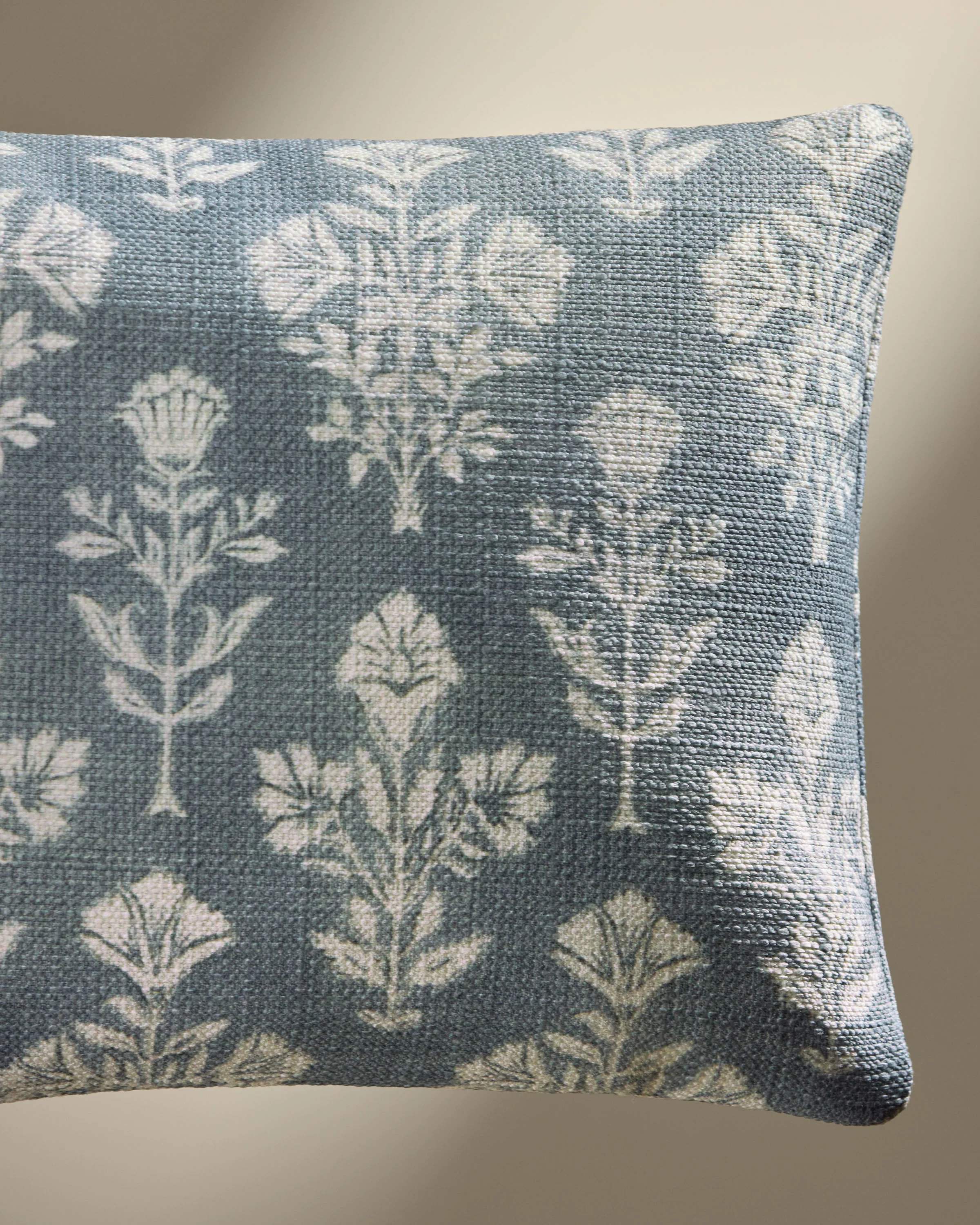 Lauretta Blue Grey Woven Throw Pillow