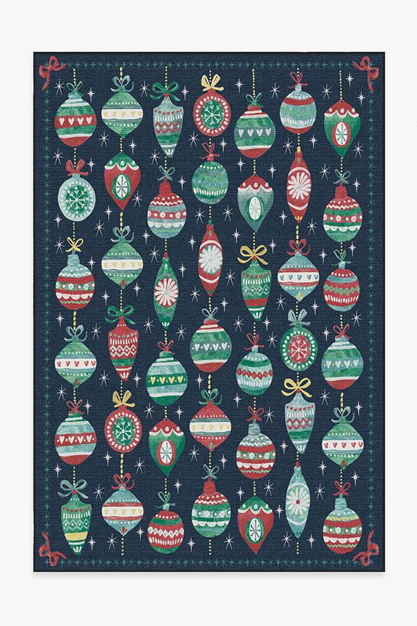 Festive Garland Navy Outdoor Rug