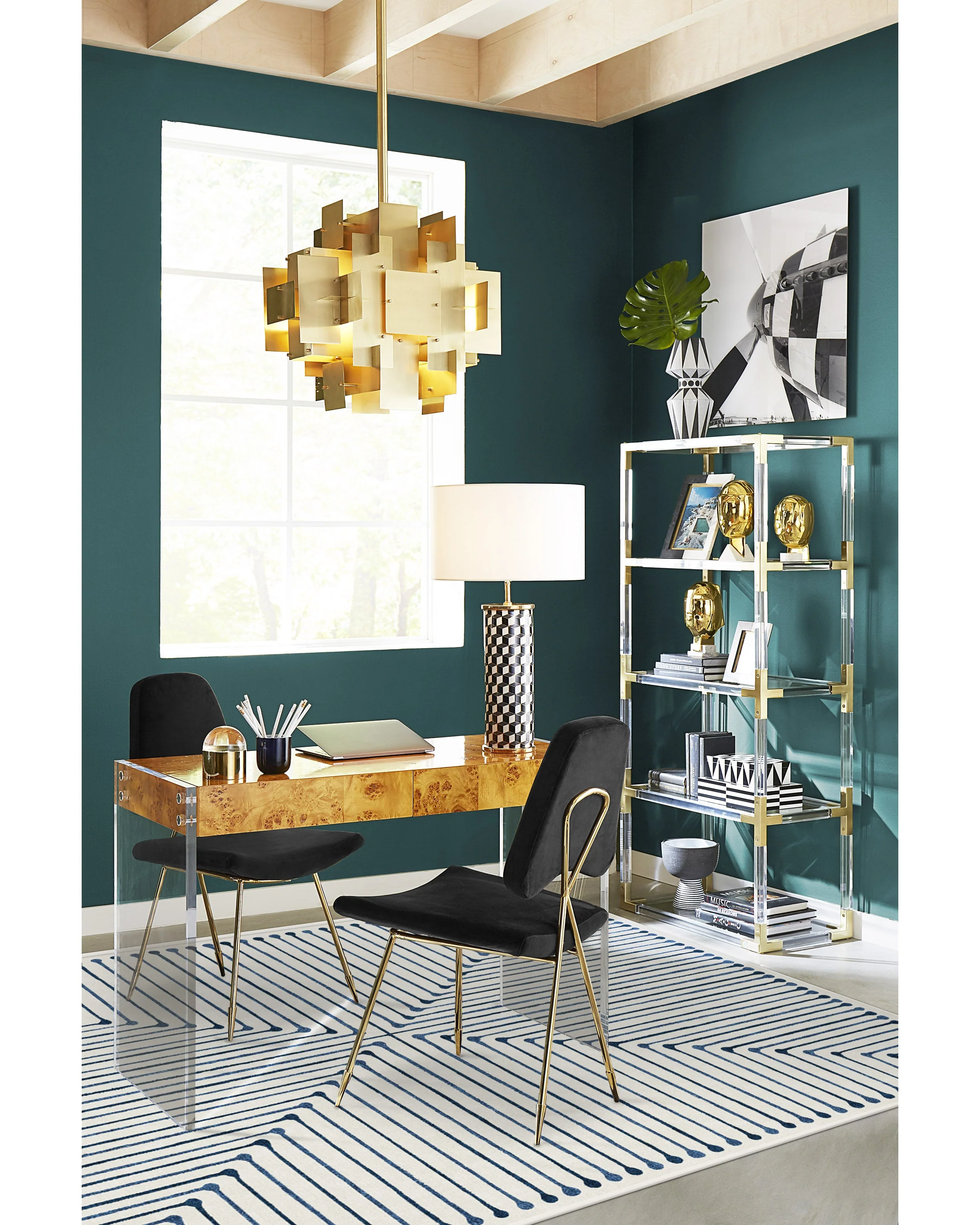 Inkdrop Slate Blue Rug by Jonathan Adler