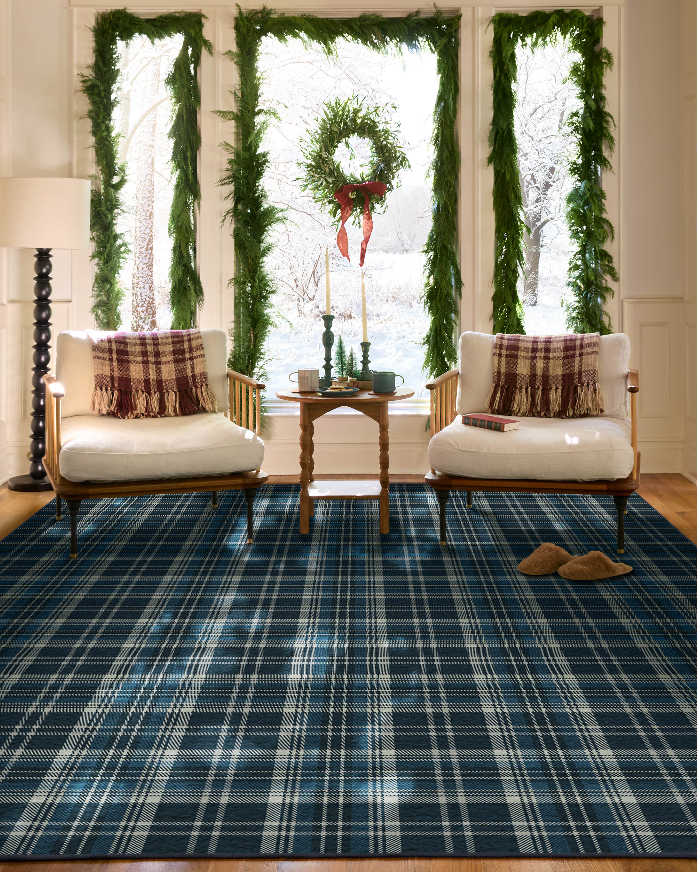 Dress Stewart Tartan Navy Flatwoven Rug