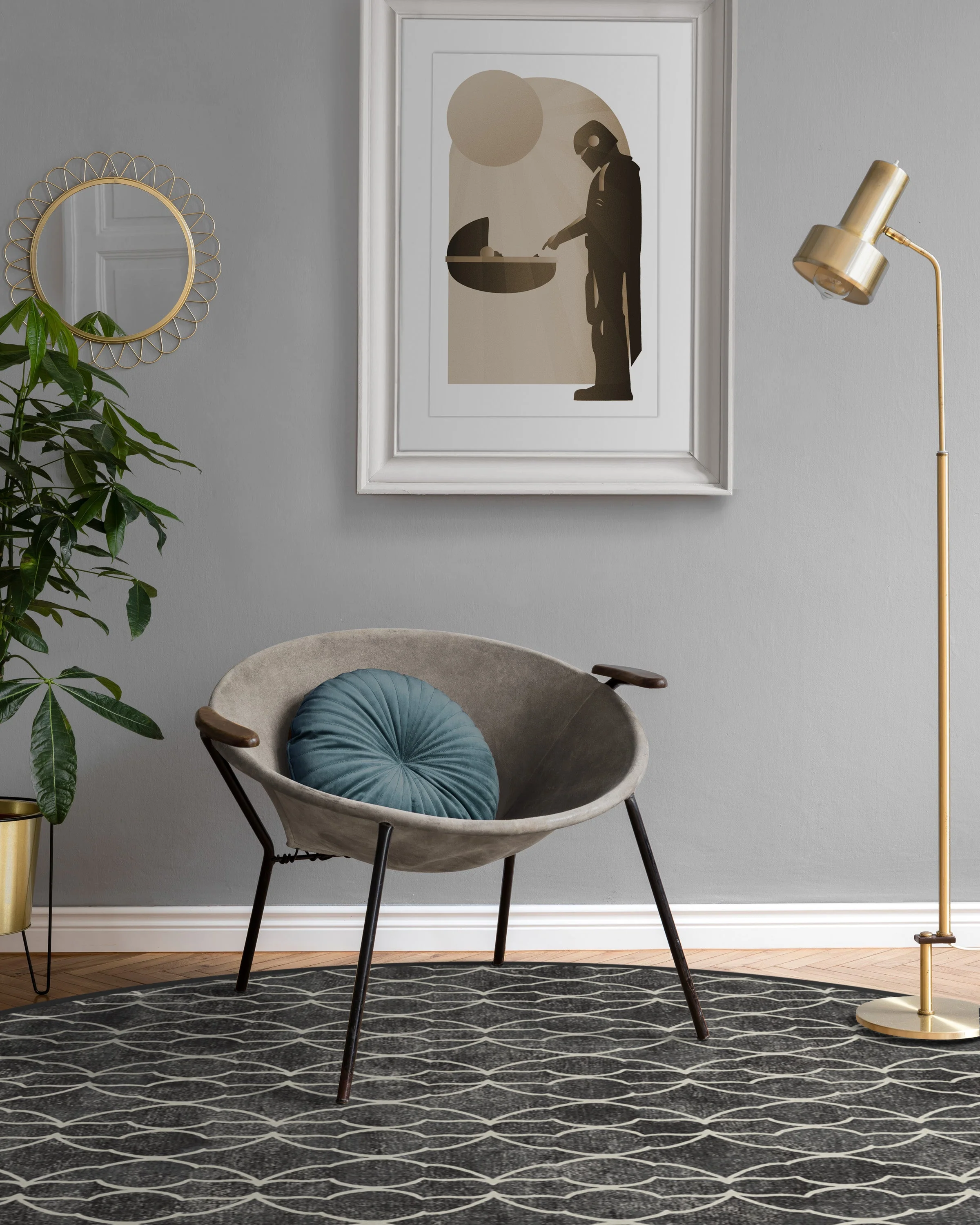 Grogu™ Trellis Black Flatwoven Rug