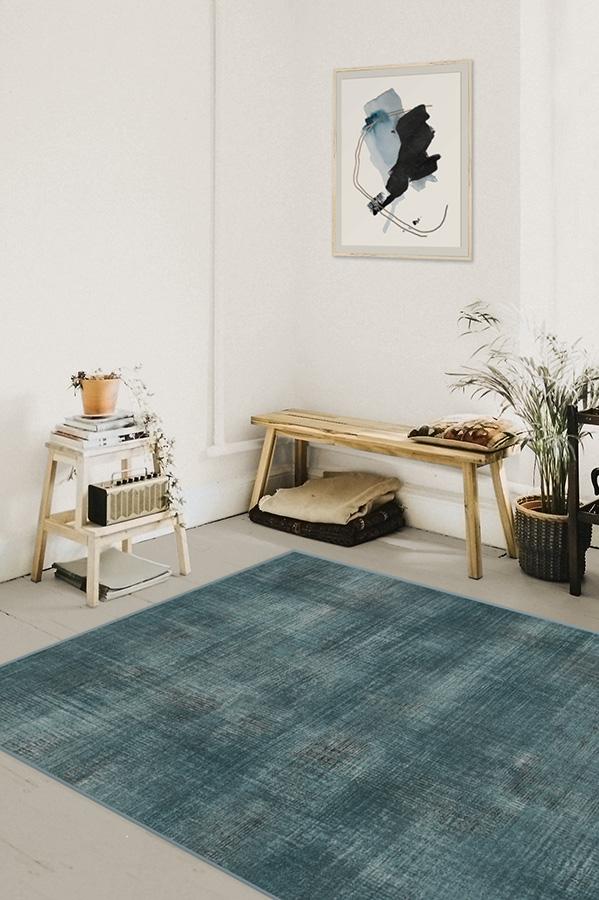 Sudaria Solid Teal Blue Flatwoven Rug