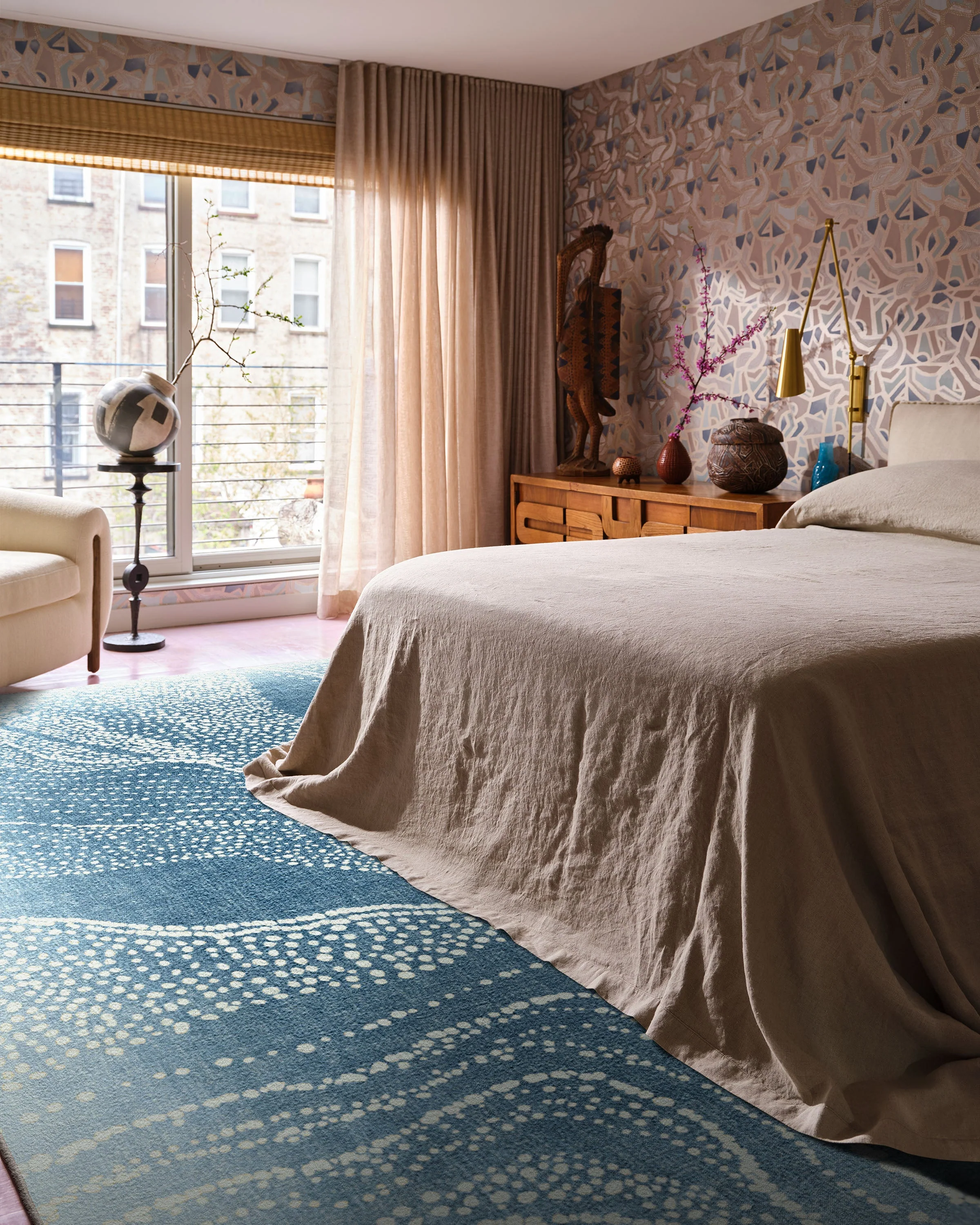 Adorned Soft Blue Rug by Malene Barnett