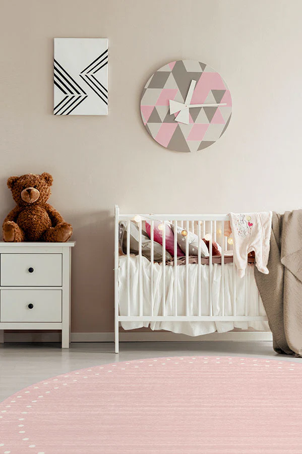 Dot Border Pink Rug
