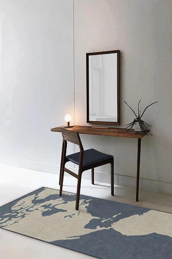 World Map Blue Rug