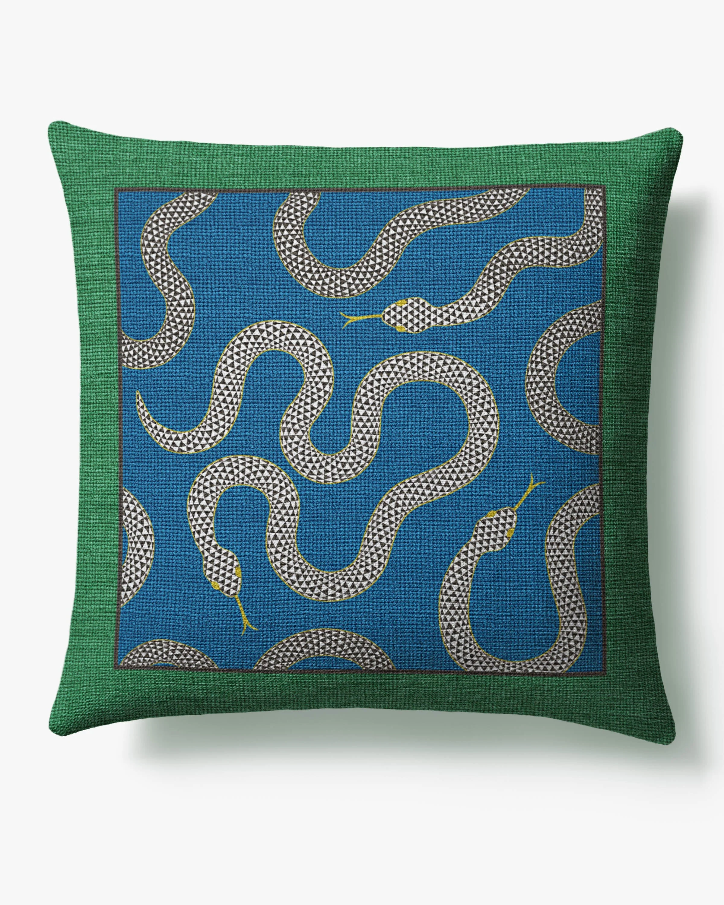 Venom Green & Blue Woven Throw Pillow by Jonathan Adler