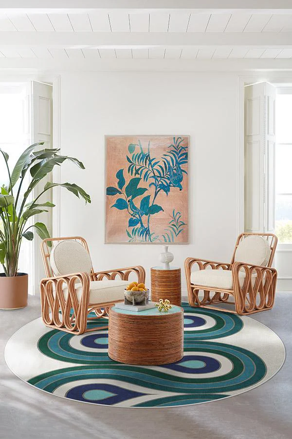 Milano Peacock Flatwoven Rug by Jonathan Adler