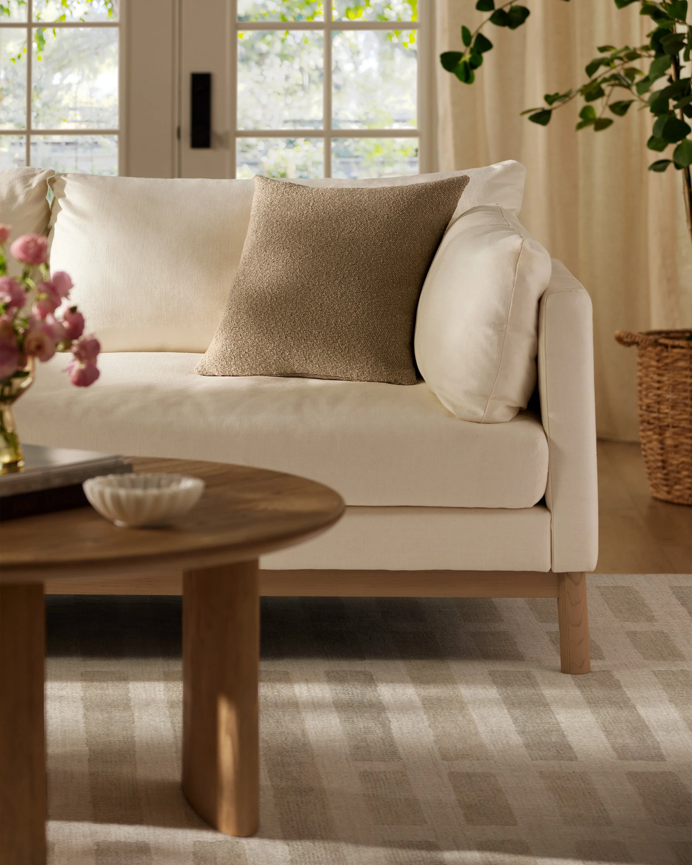 Warm Taupe Boucle Throw Pillow
