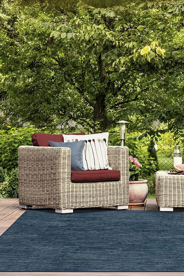 Chunky Solid Blue Outdoor Rug