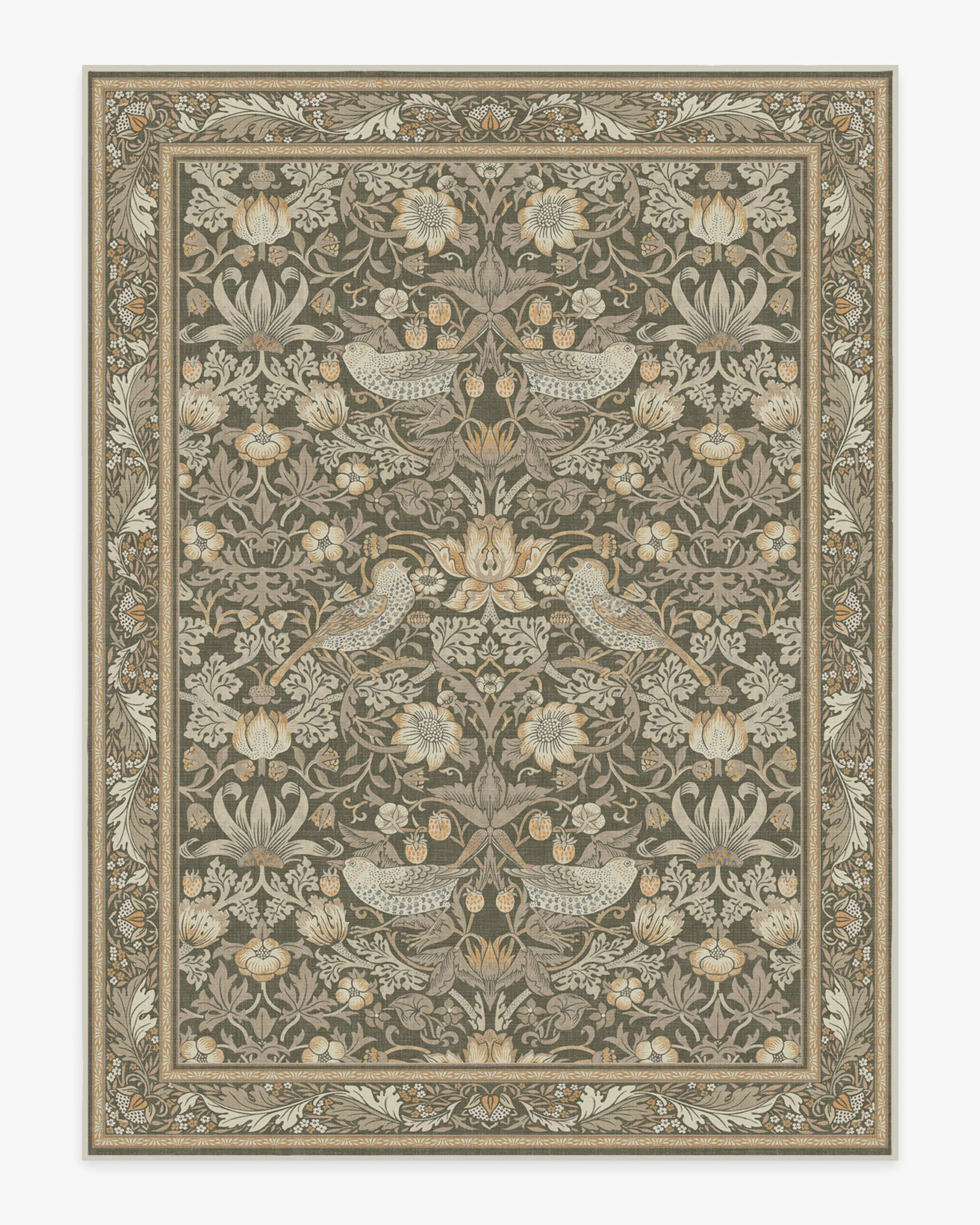 Strawberry Thief Stone Gold Flatwoven Rug by Morris & Co.