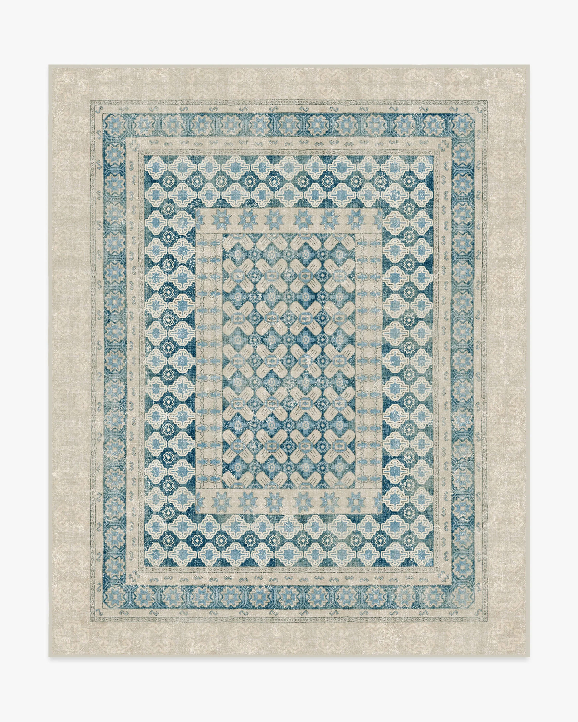 Cyrus Neutral & Blue Flatwoven Rug