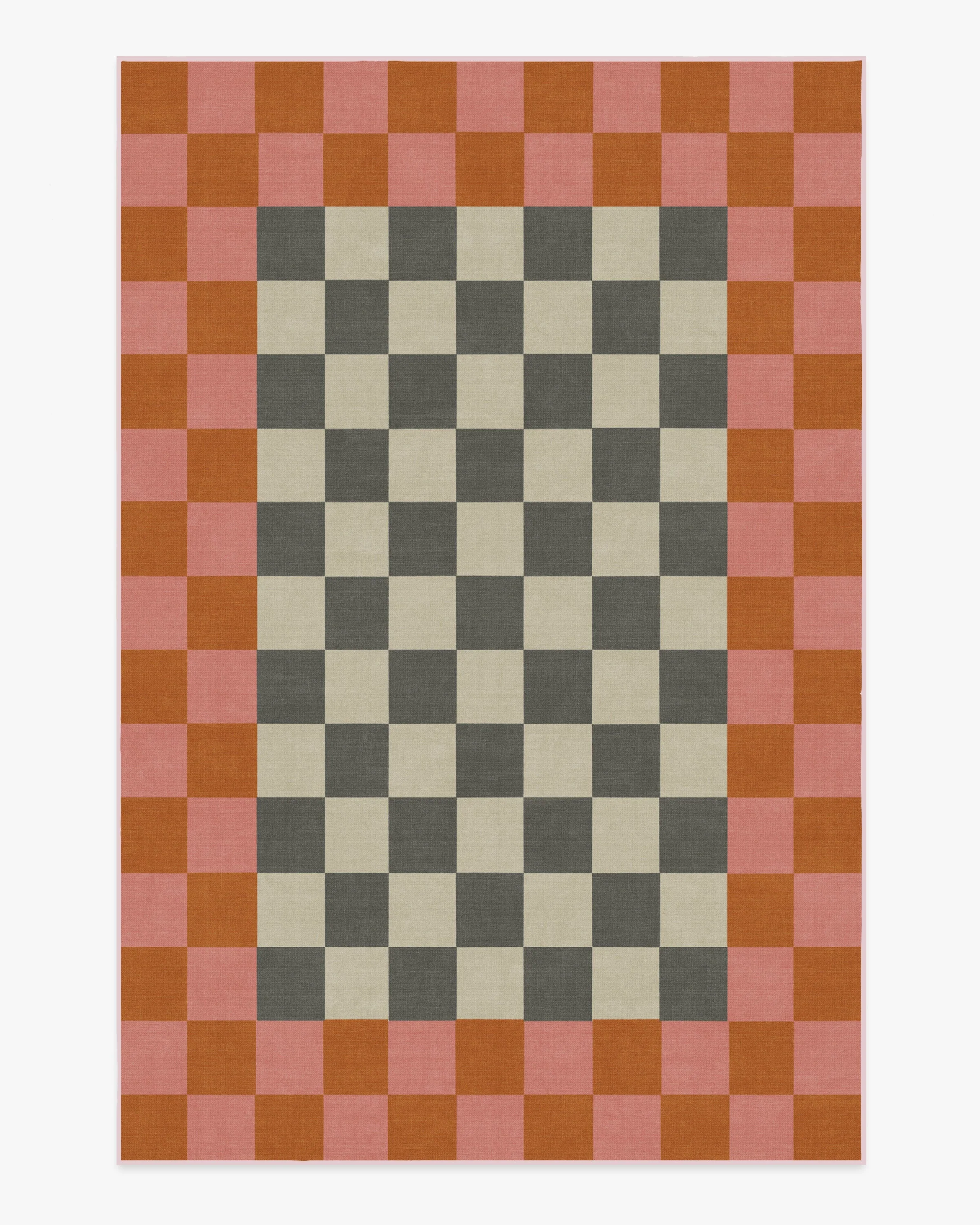 Checker Border Pink & Orange Rug by Jonathan Adler