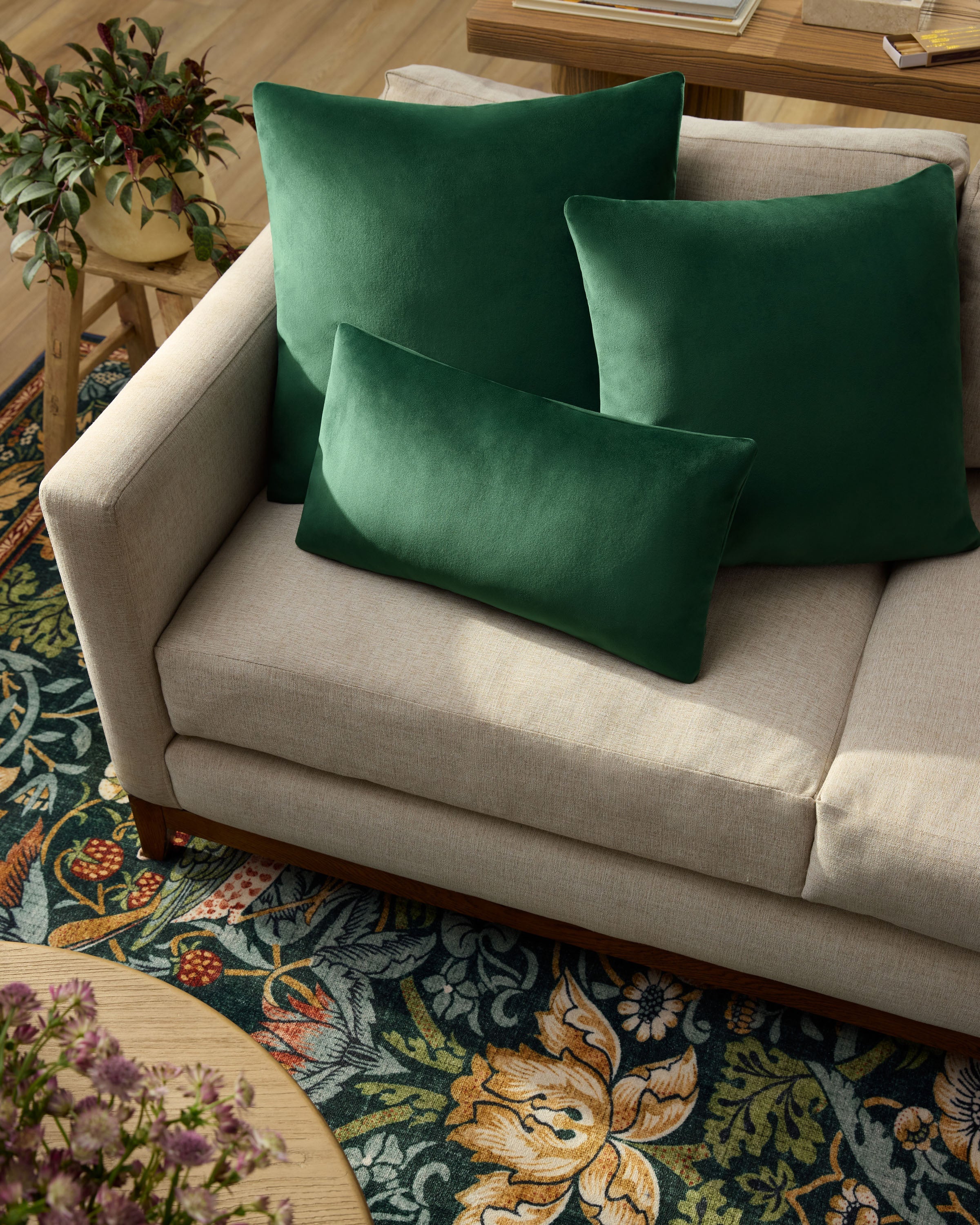 Spruce Green Velvet Throw Pillow