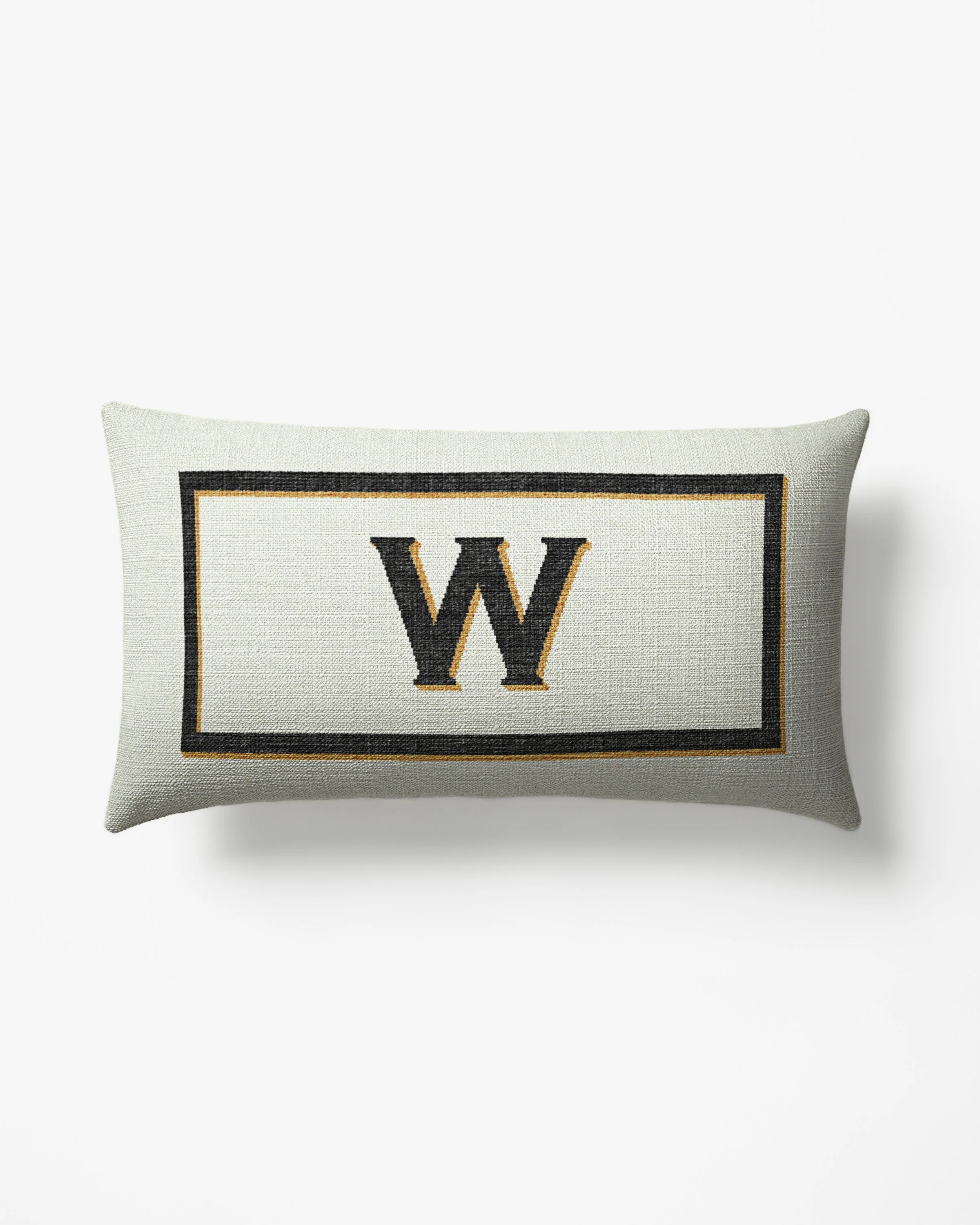 Classic Monogram Ivory Woven Throw Pillow, 12x21 by Jonathan Adler
