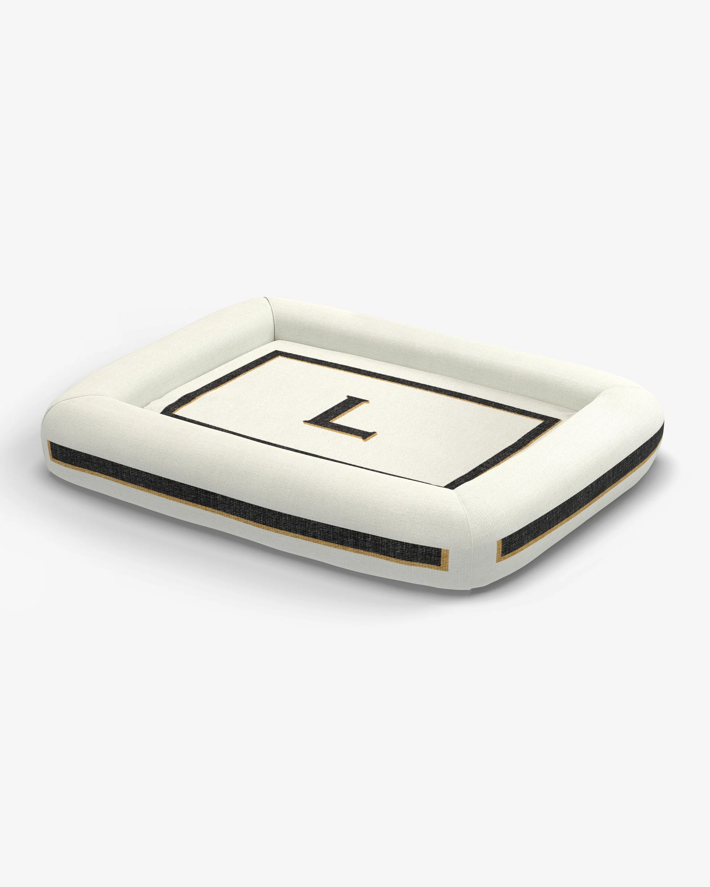 Classic Monogram Ivory Woven Pet Bed, Large by Jonathan Adler