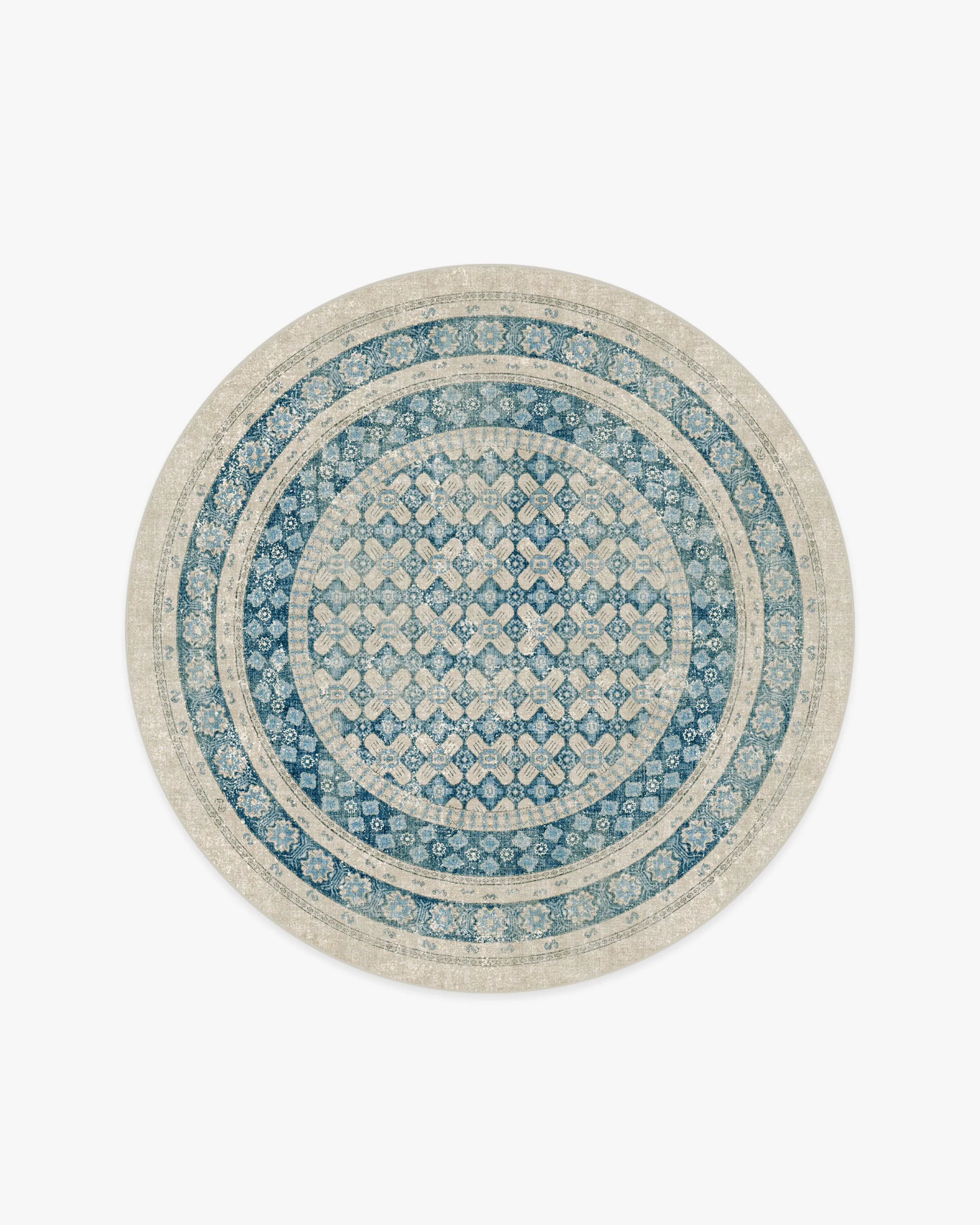 Cyrus Neutral & Blue Flatwoven Rug