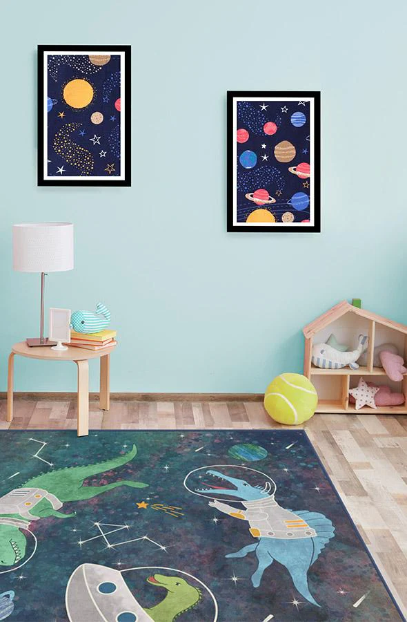 Dinosaurs in Space Flatwoven Rug