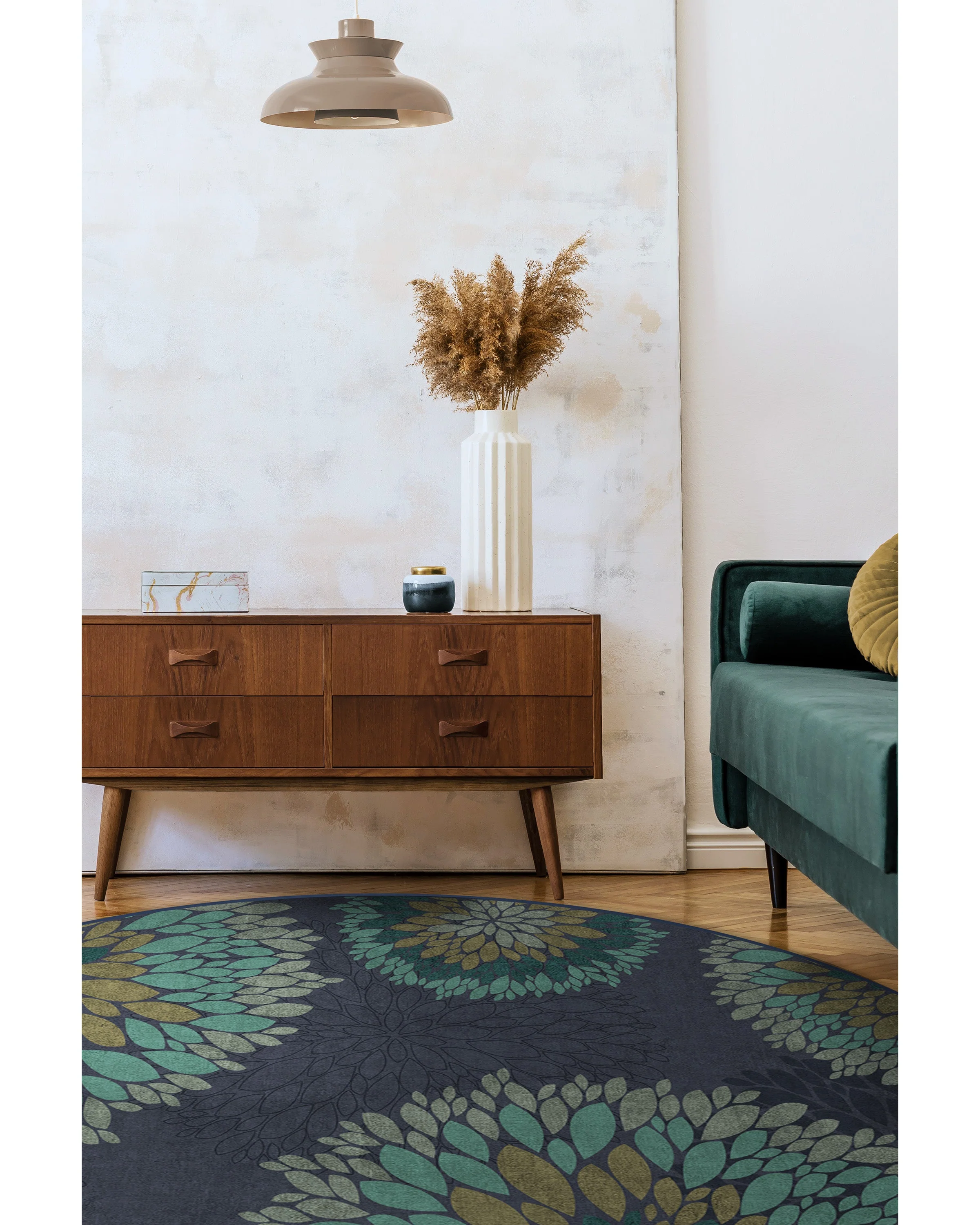 Floral Medallion Navy Rug