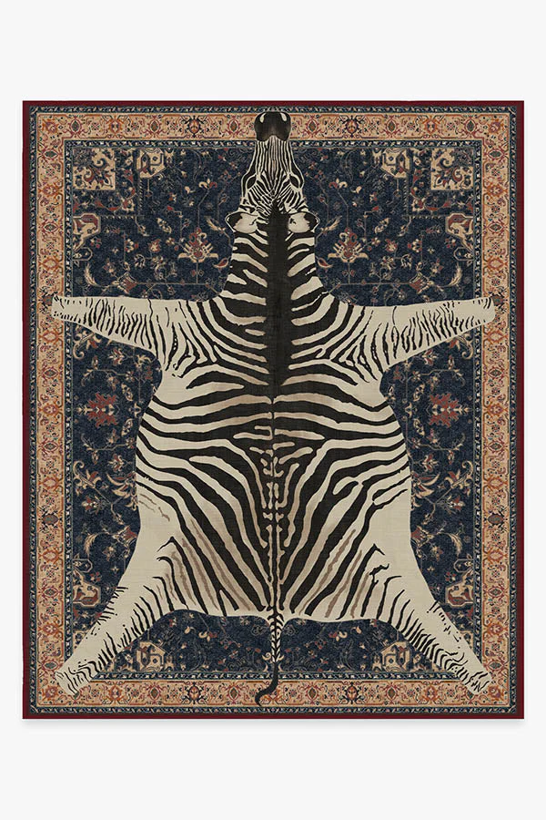 On Safari Sapphire Flatwoven Rug by Iris Apfel
