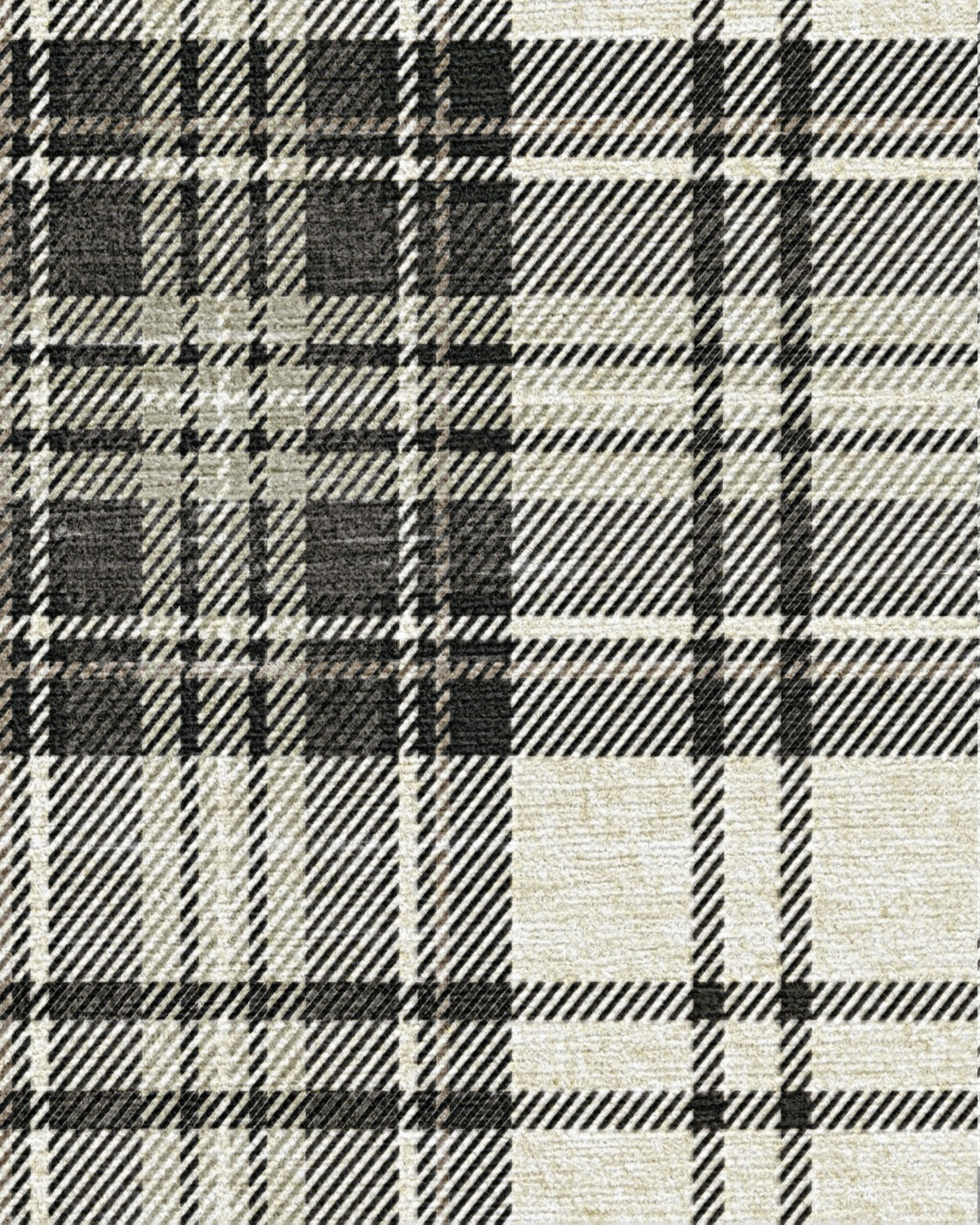Dress Stewart Tartan Black & Ivory Flatwoven Rug