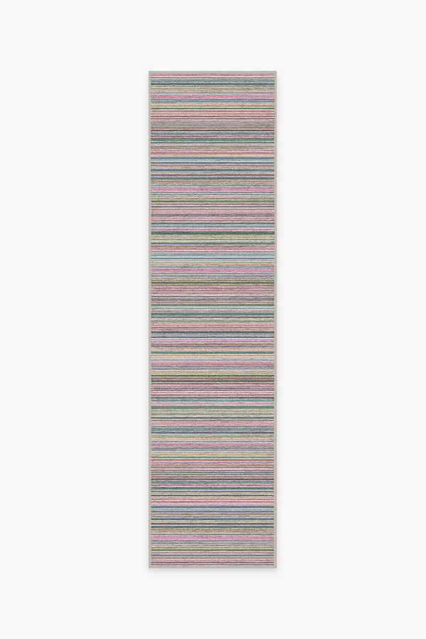 Multi Stripe Polychrome Flatwoven Rug