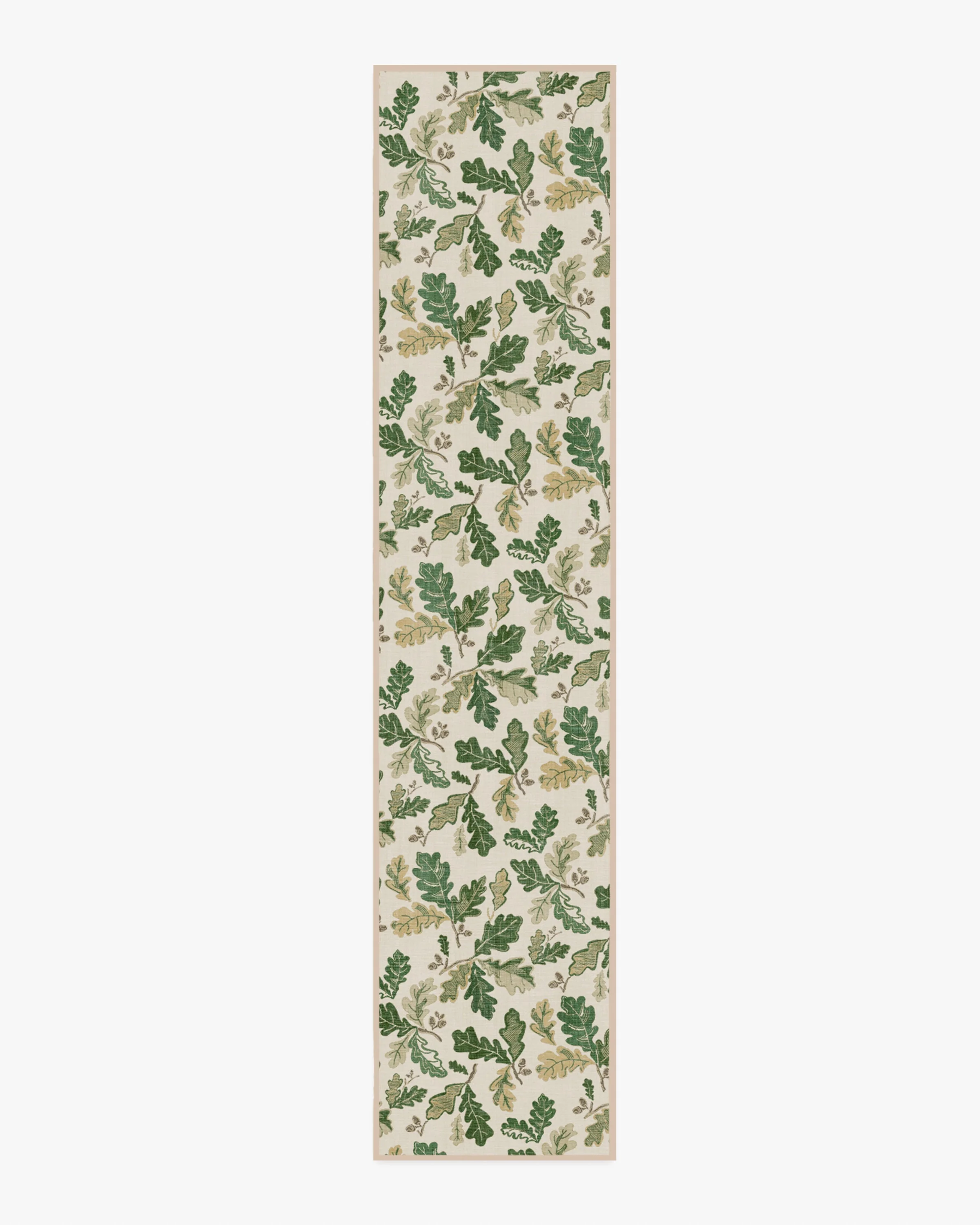 Oak Leaves Green Flatwoven Rug