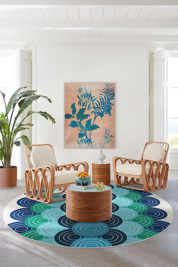Biba Blue Green Flatwoven Rug by Jonathan Adler