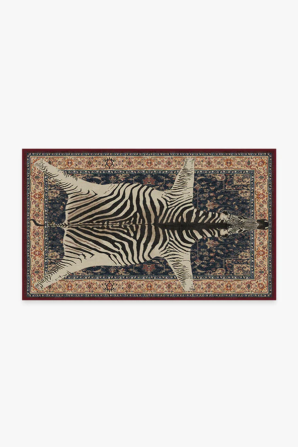 On Safari Sapphire Flatwoven Rug by Iris Apfel