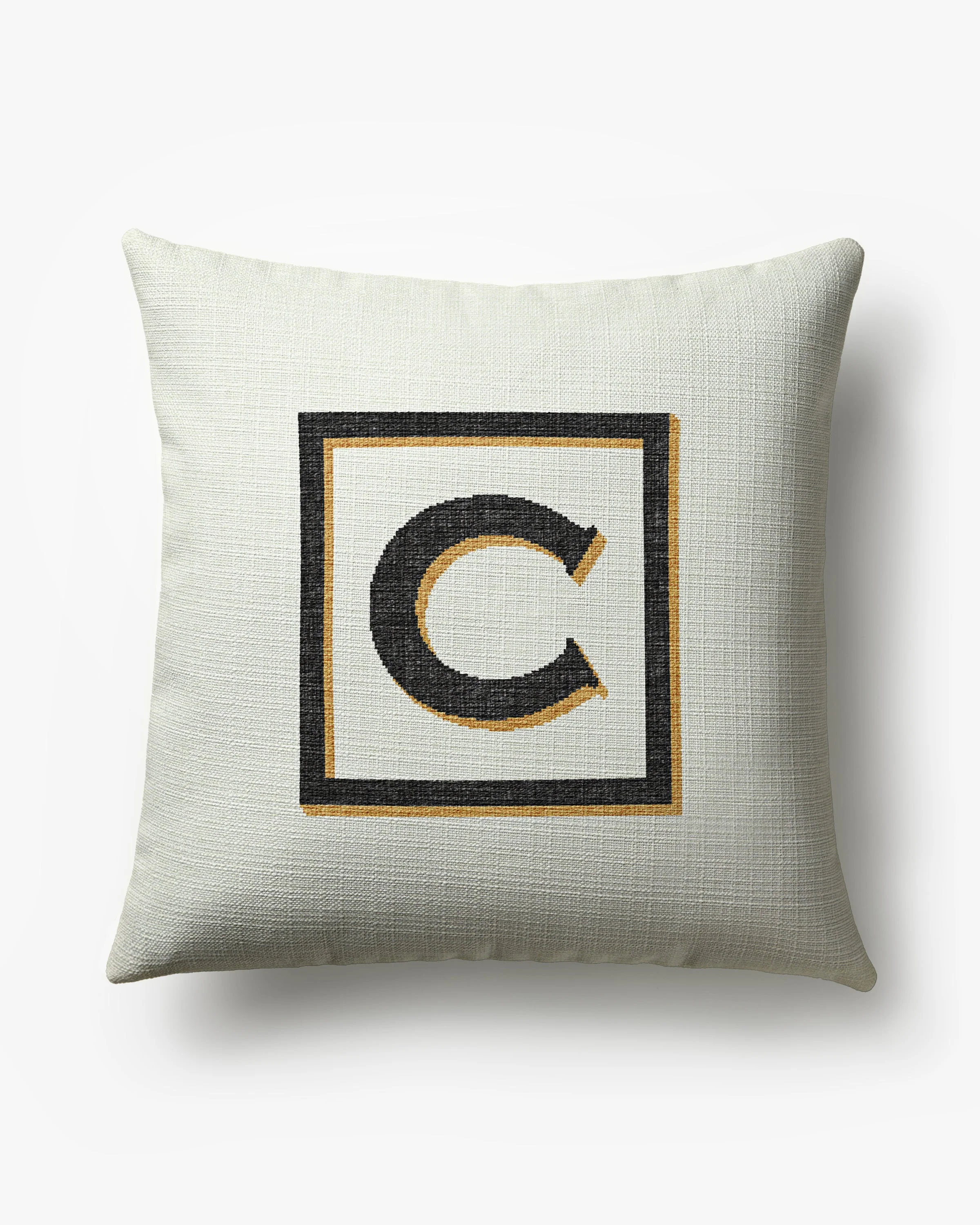 Classic Monogram Ivory Woven Throw Pillow, 20x20 by Jonathan Adler