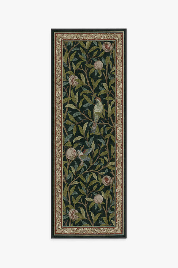 Bird & Pomegranate Teal Green Flatwoven Rug by Morris & Co.