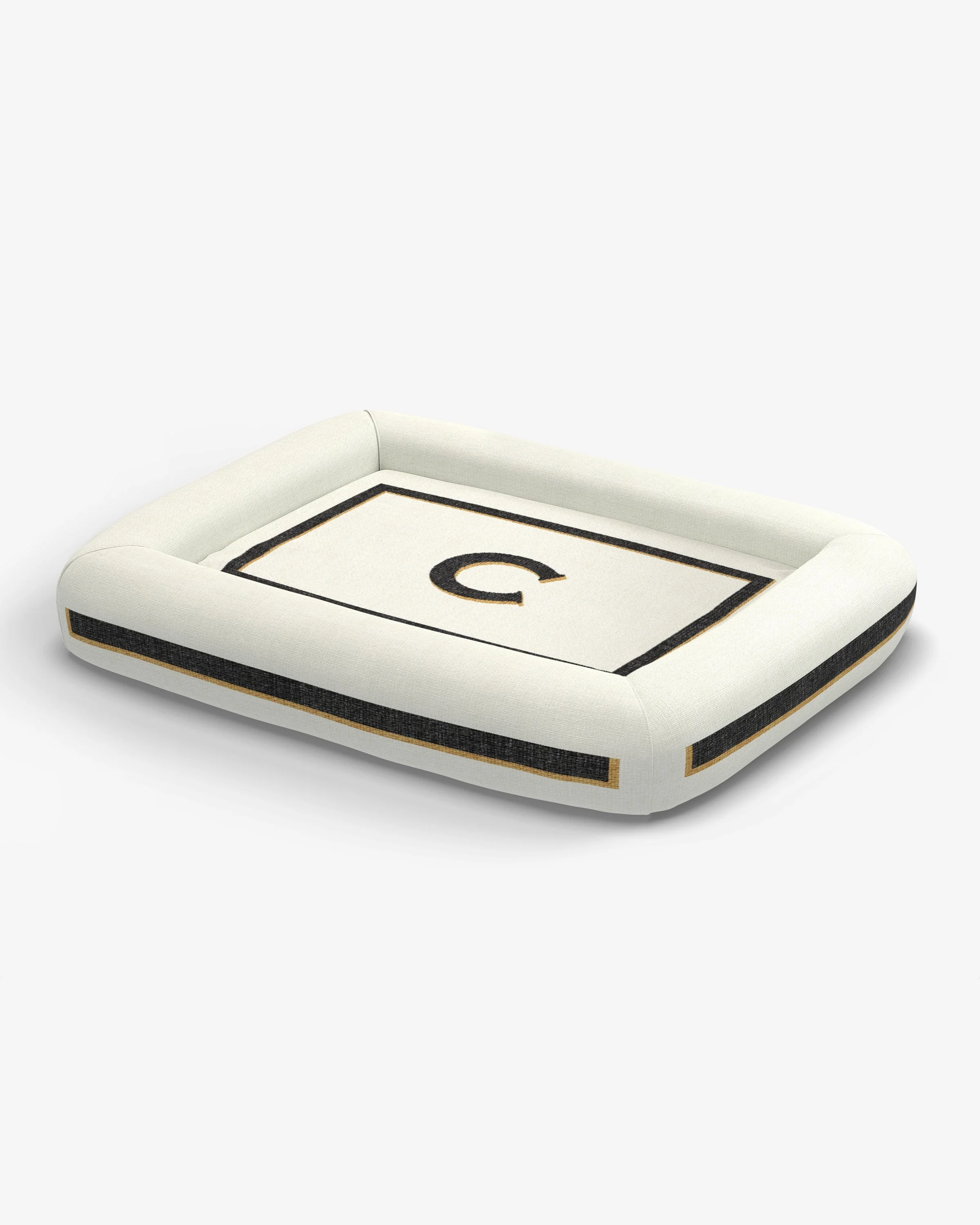 Classic Monogram Ivory Woven Pet Bed, Large by Jonathan Adler