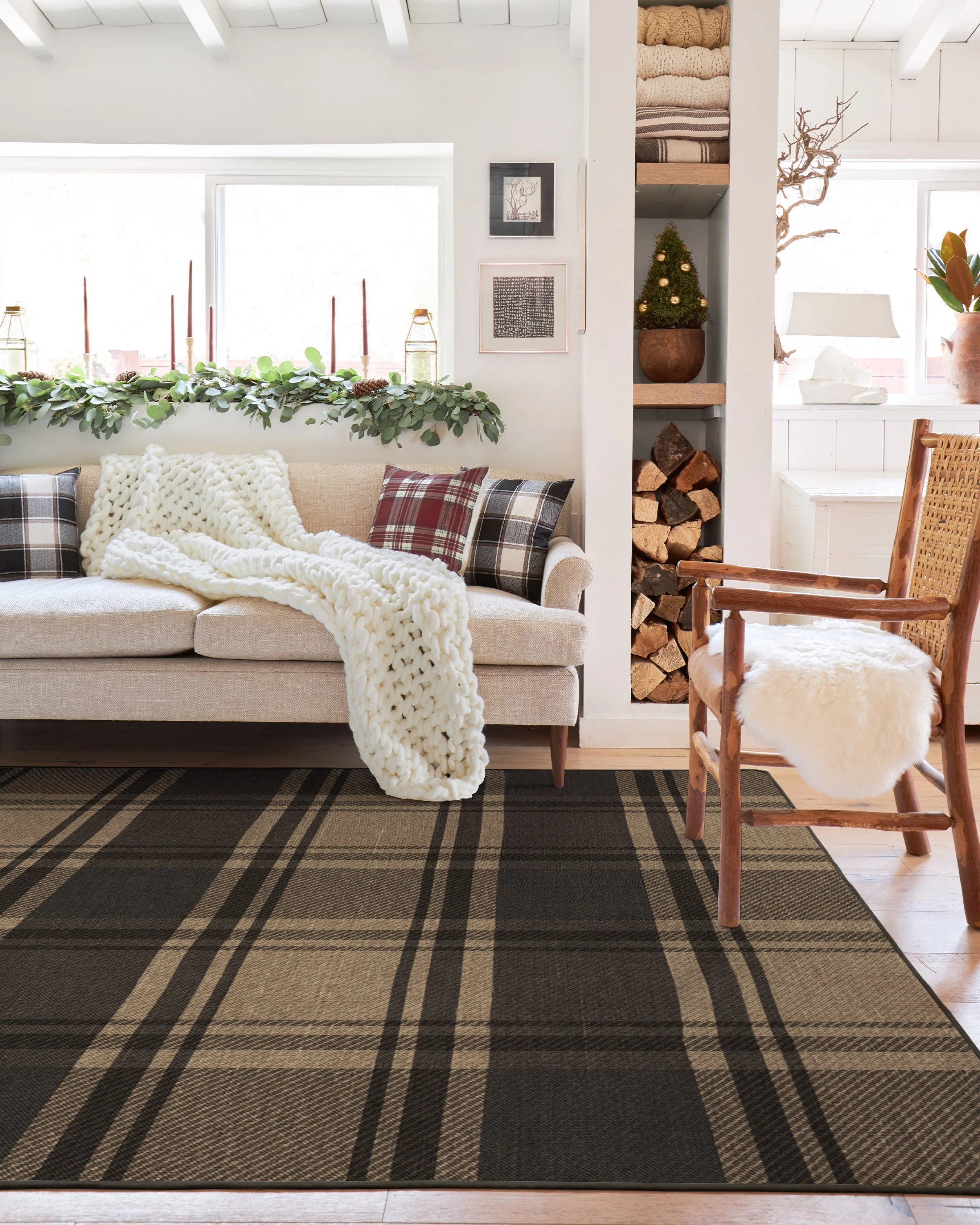 Easton Plaid Charcoal & Natural Flatwoven Rug