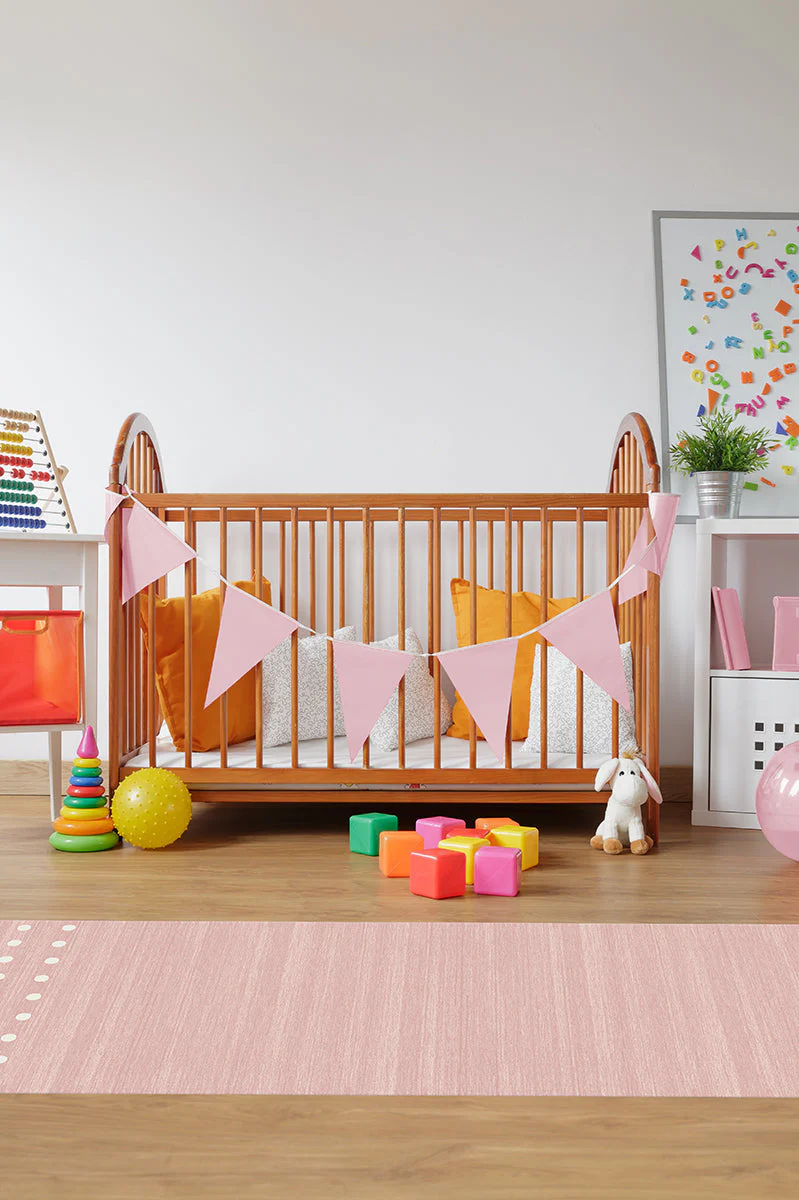 Dot Border Pink Rug