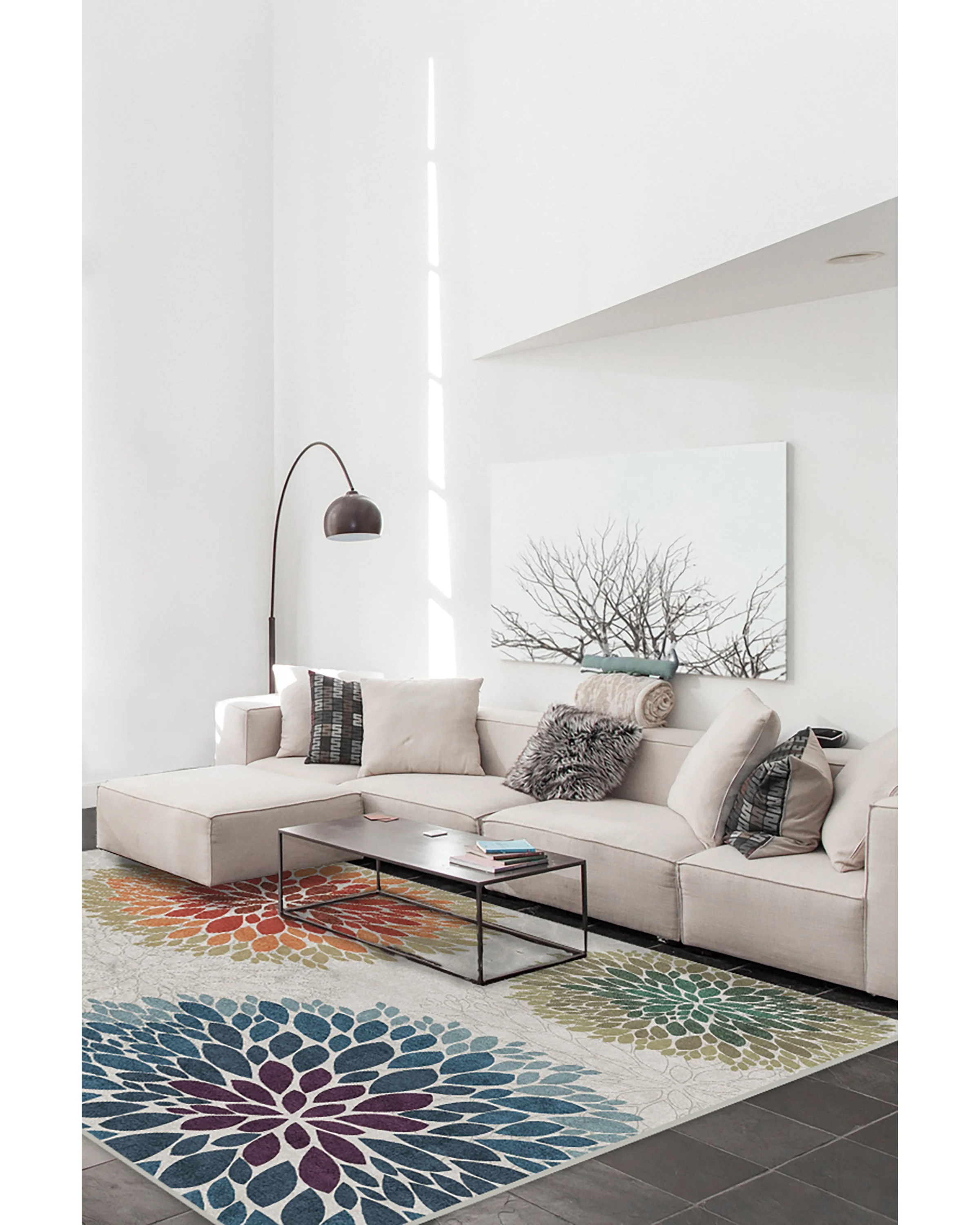 Floral Medallion Multicolor Flatwoven Rug