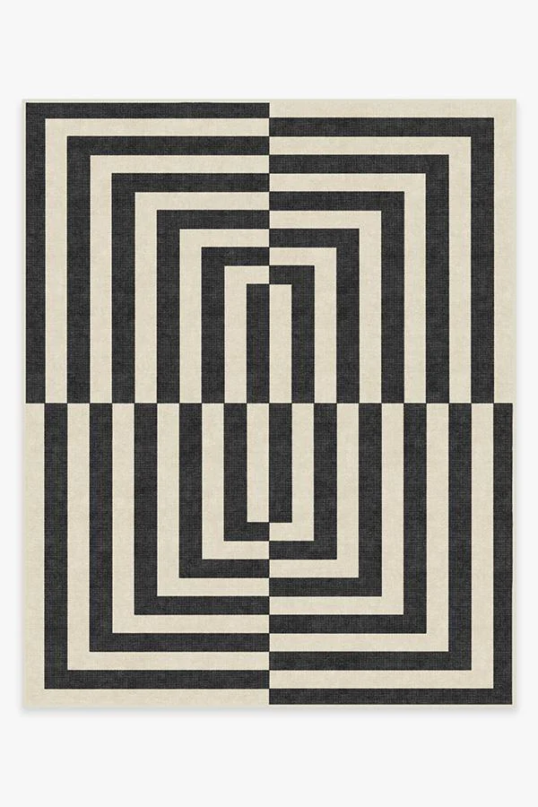 Op Art Charcoal Flatwoven Rug by Jonathan Adler