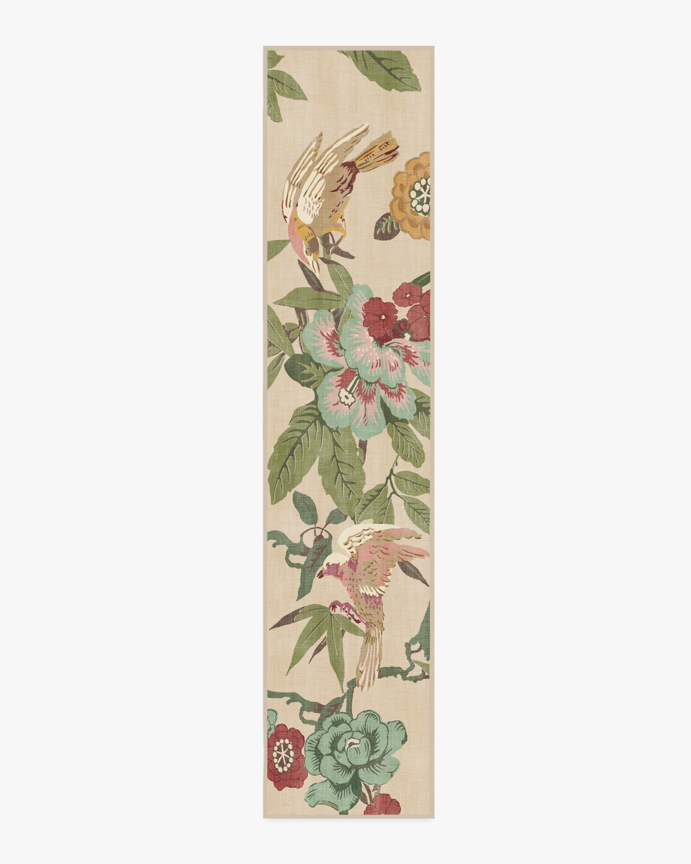 Bamboo & Bird Blush & Jade Rug by Sanderson