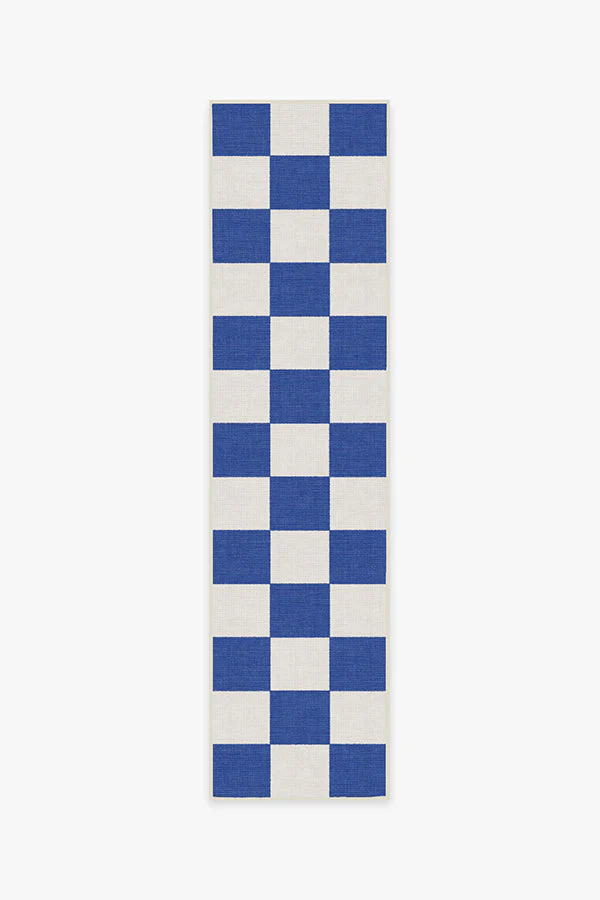 Jaque Checkered Blue Outdoor Rug
