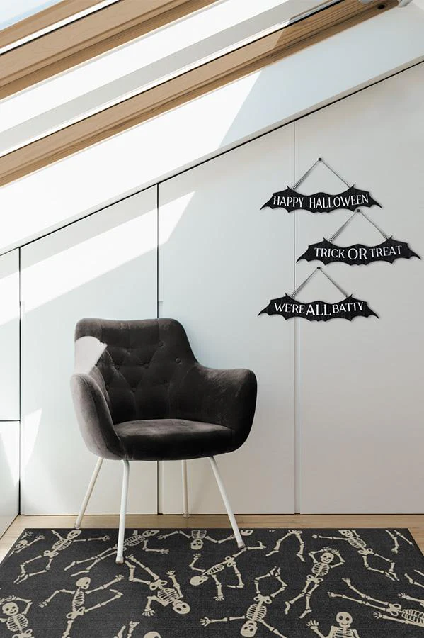 Bone Dance Black Flatwoven Rug