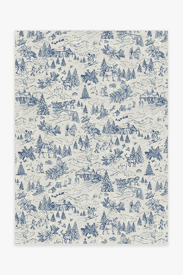 Winter Toile Blue Flatwoven Rug
