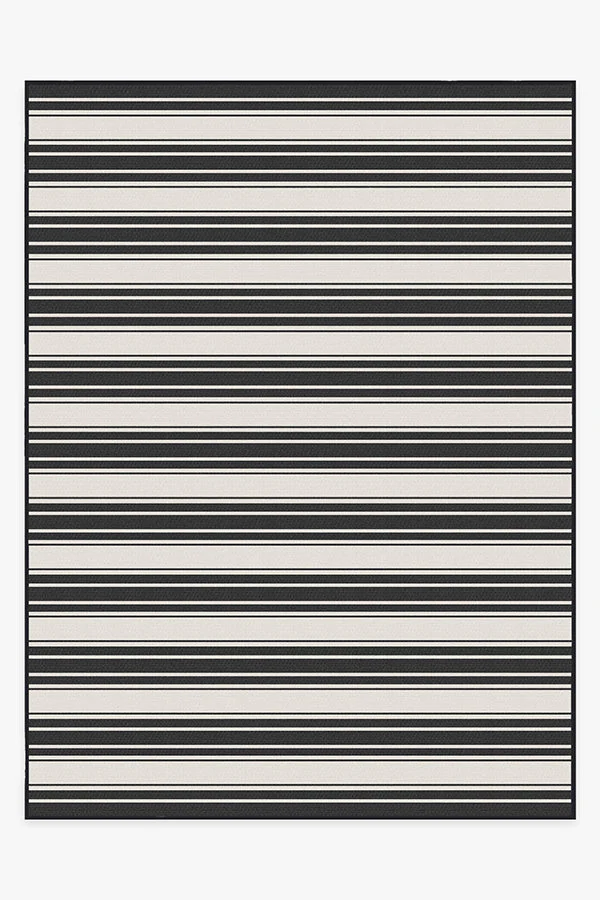 Marina Stripe Black Outdoor Rug